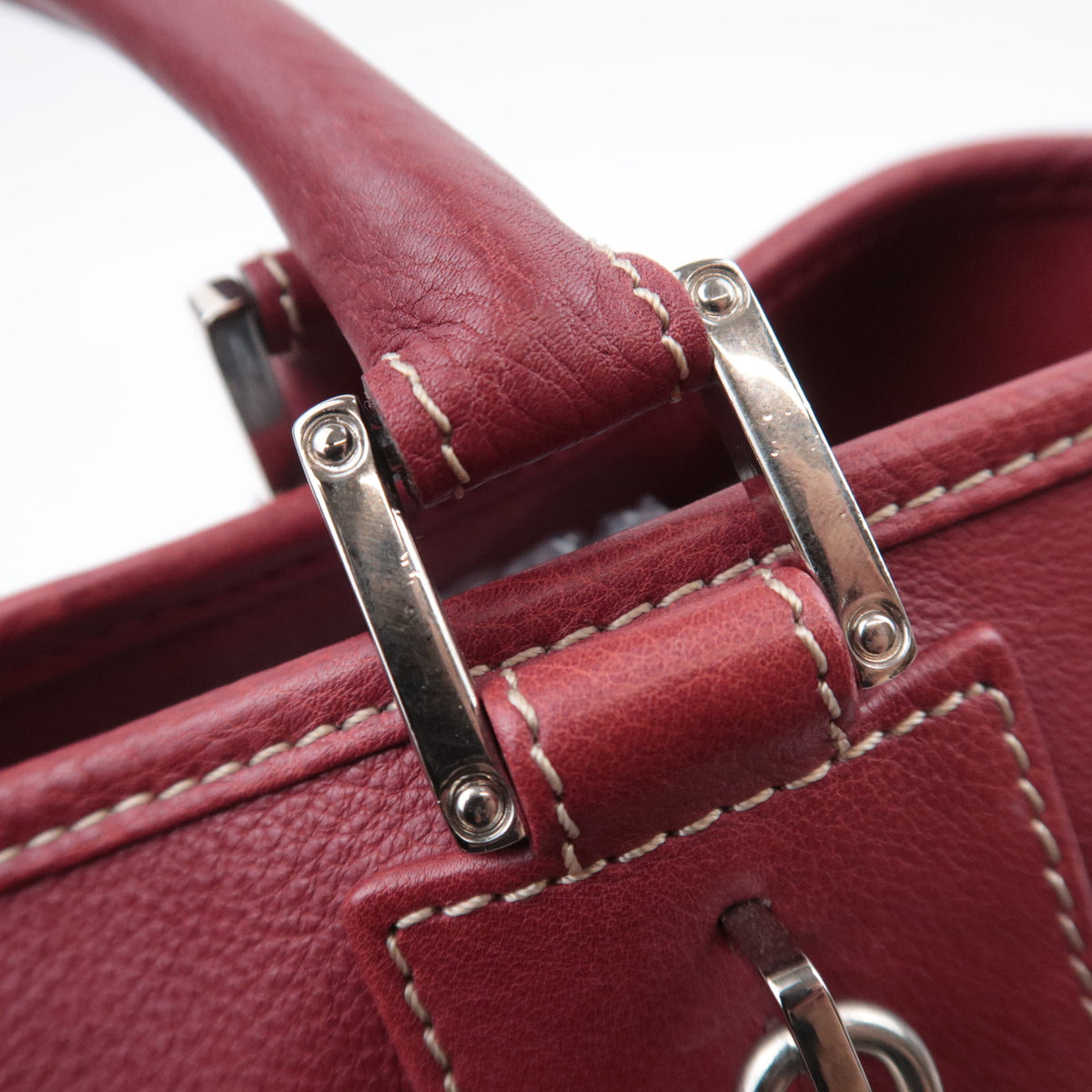 LOEWE Anagram Fusta Leather Tote Bag Red