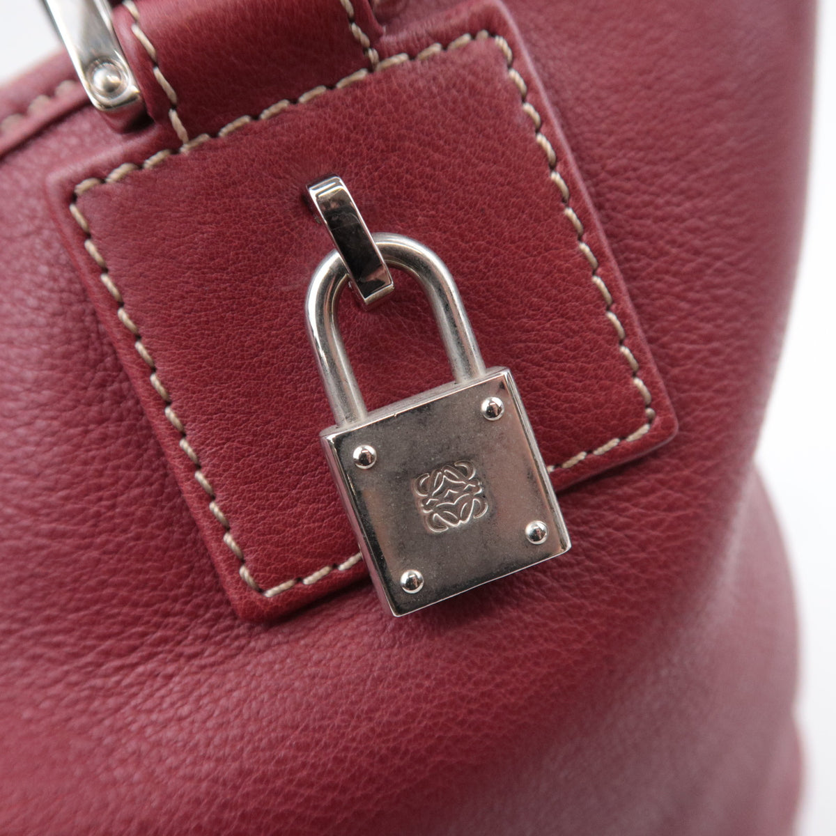 LOEWE Anagram Fusta Leather Tote Bag Red