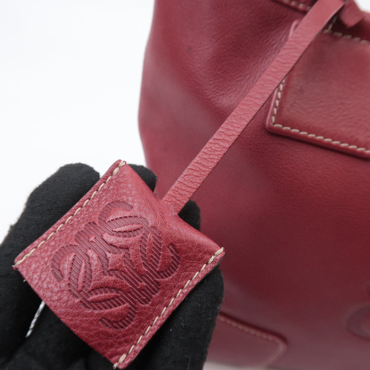 LOEWE Anagram Fusta Leather Tote Bag Red