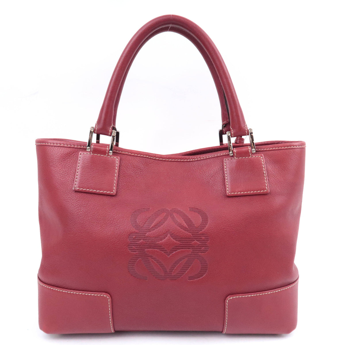 LOEWE Anagram Fusta Leather Tote Bag Red