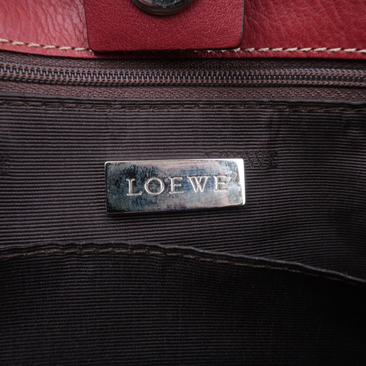 LOEWE Anagram Fusta Leather Tote Bag Red
