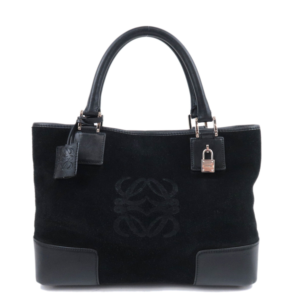LOEWE Anagram Fusta Suede Tote Bag Black92223