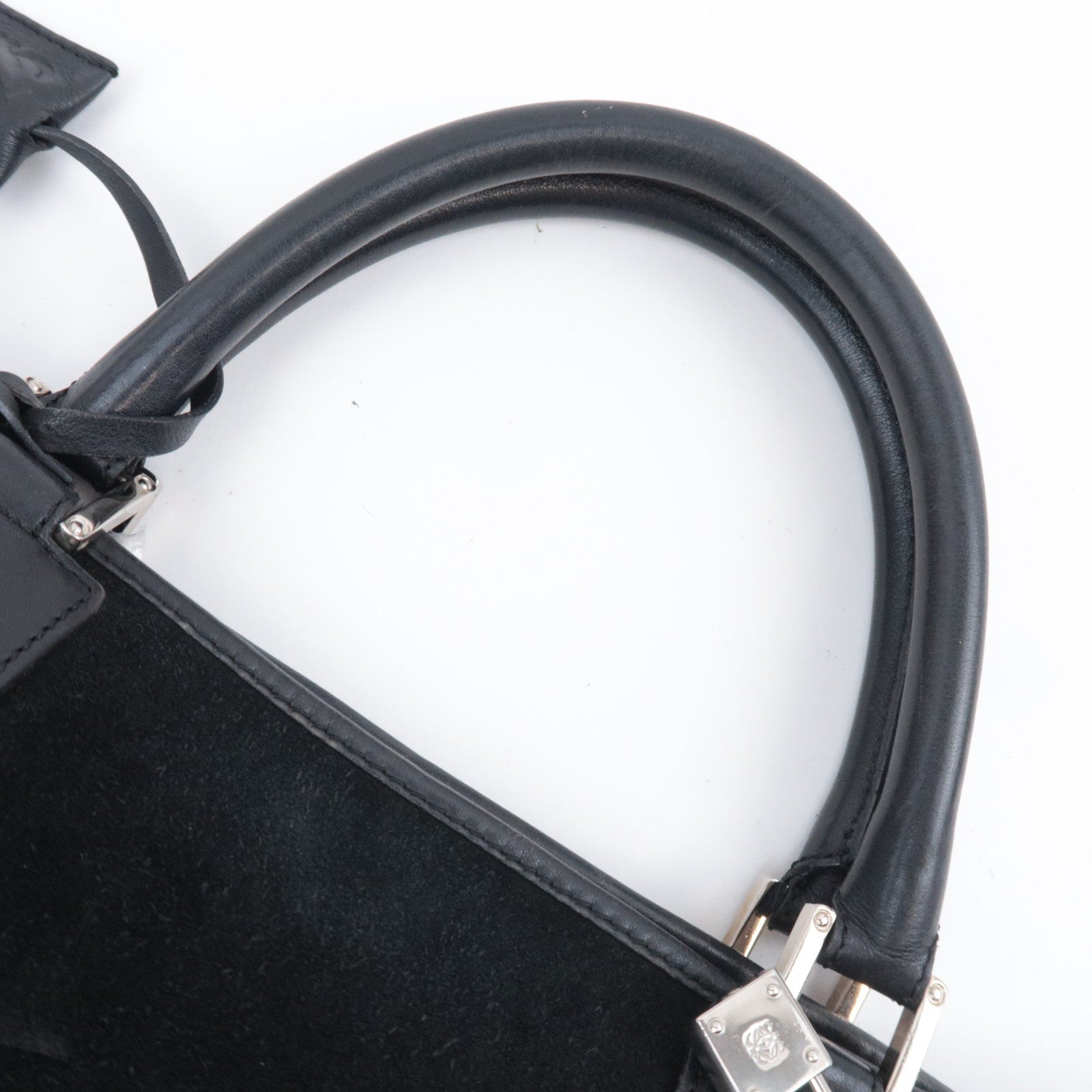 LOEWE Anagram Fusta Suede Tote Bag Black
