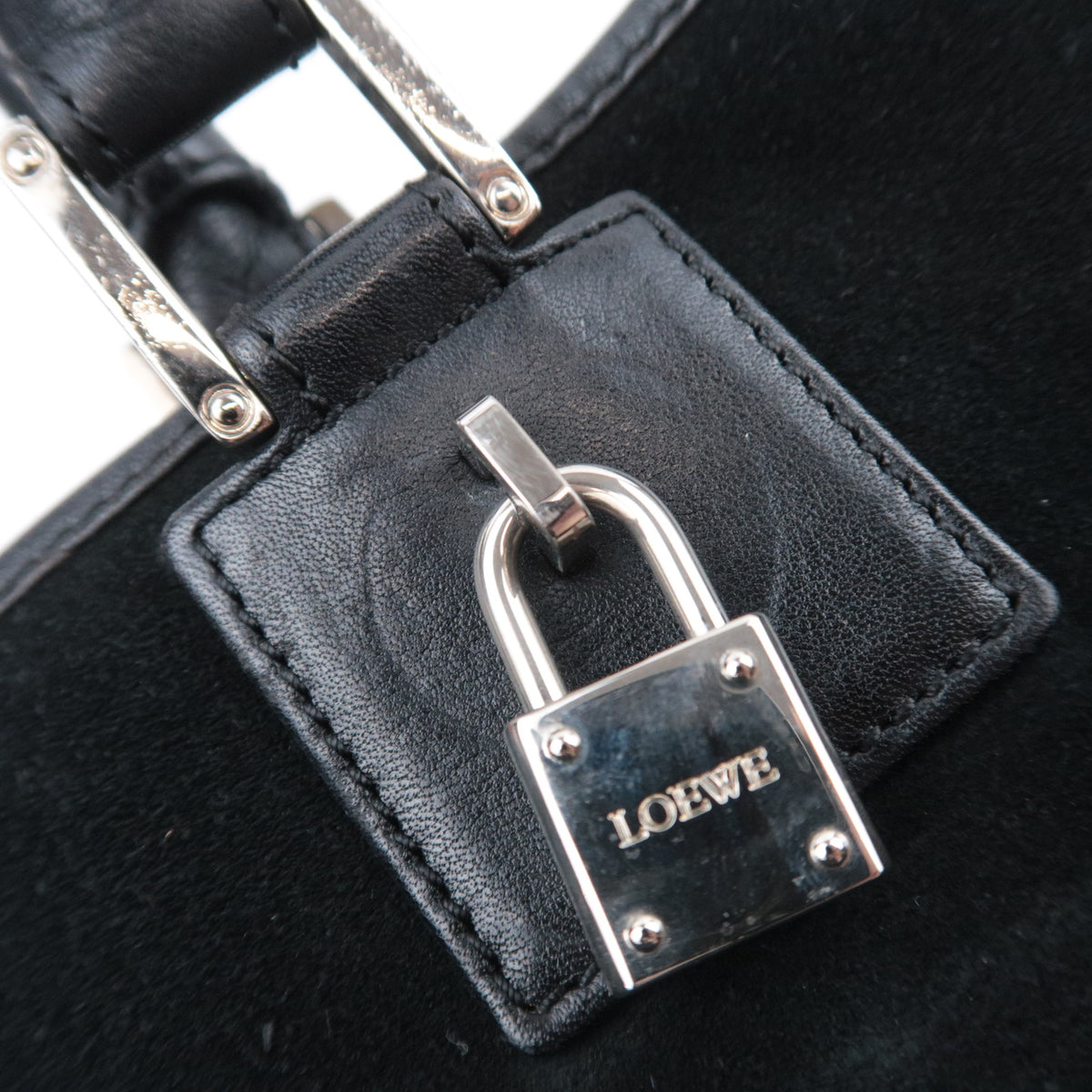LOEWE Anagram Fusta Suede Tote Bag Black