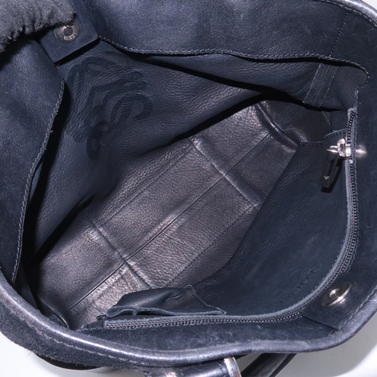 LOEWE Anagram Fusta Suede Tote Bag Black