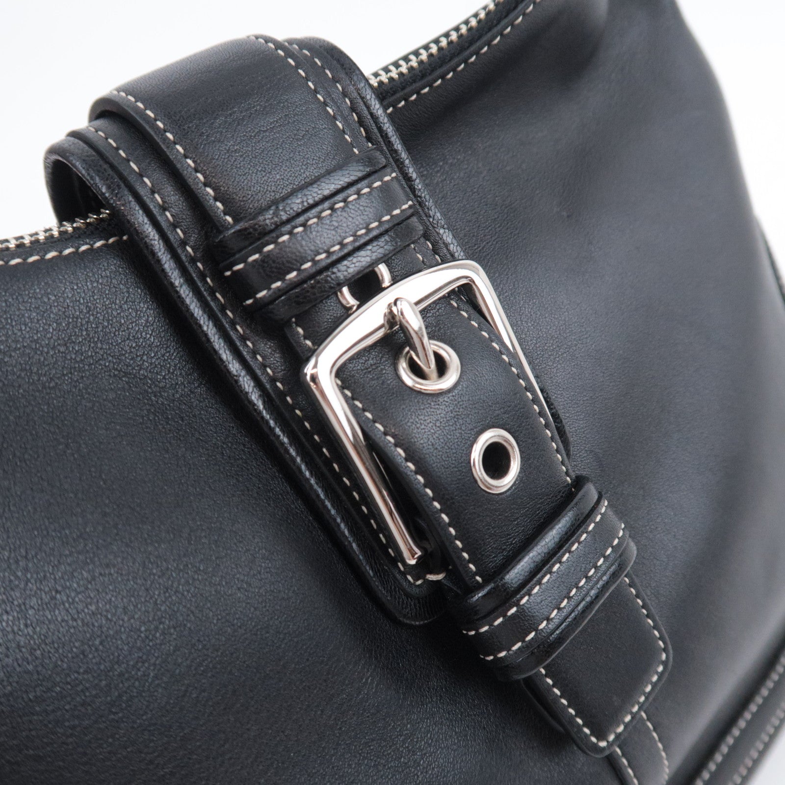 COACH Leather One Shoulder Bag Black 7463