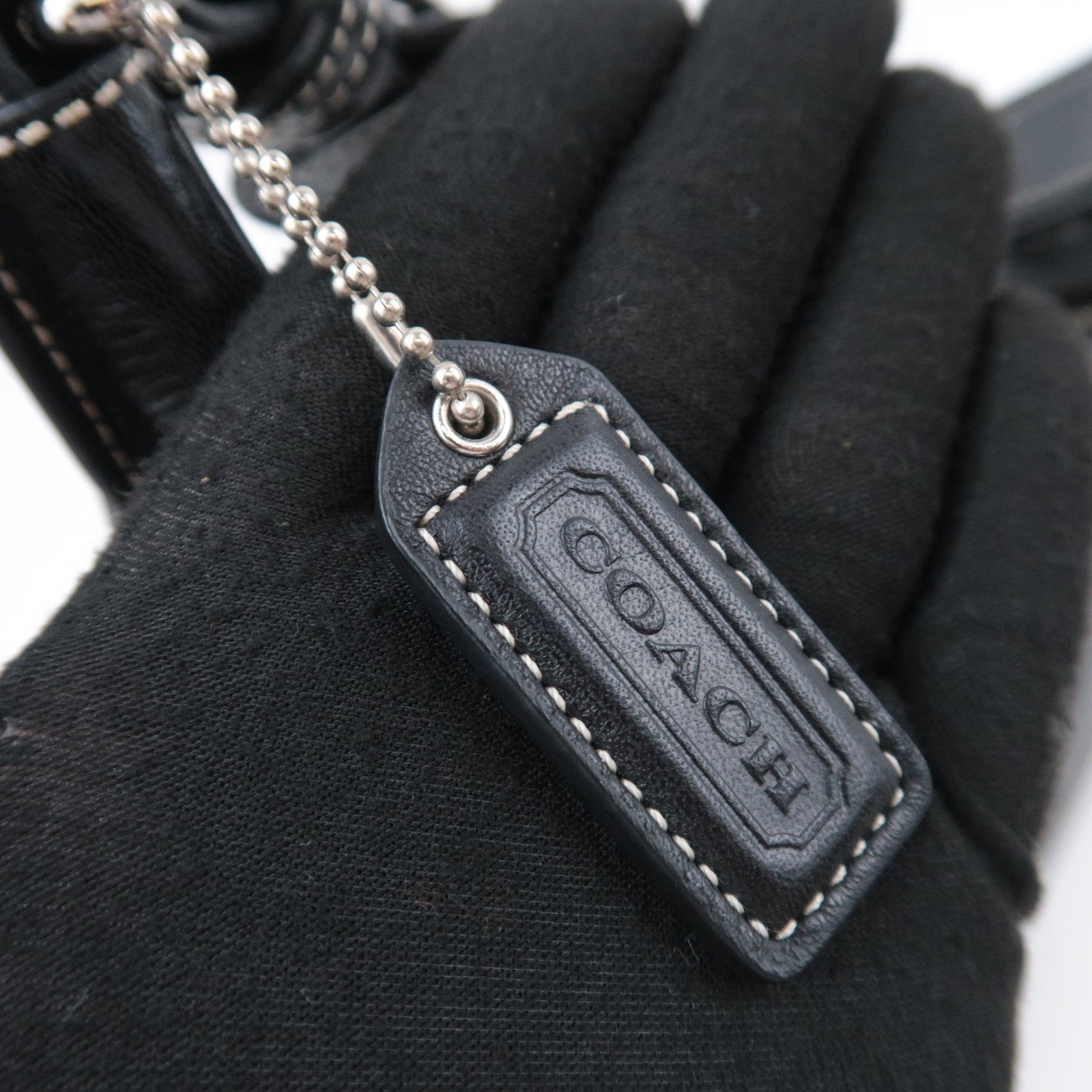 COACH Leather One Shoulder Bag Black 7463