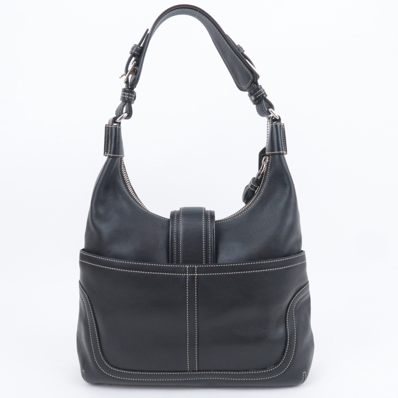 COACH Leather One Shoulder Bag Black 7463