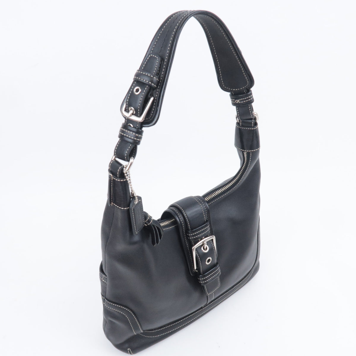 COACH Leather One Shoulder Bag Black 7463