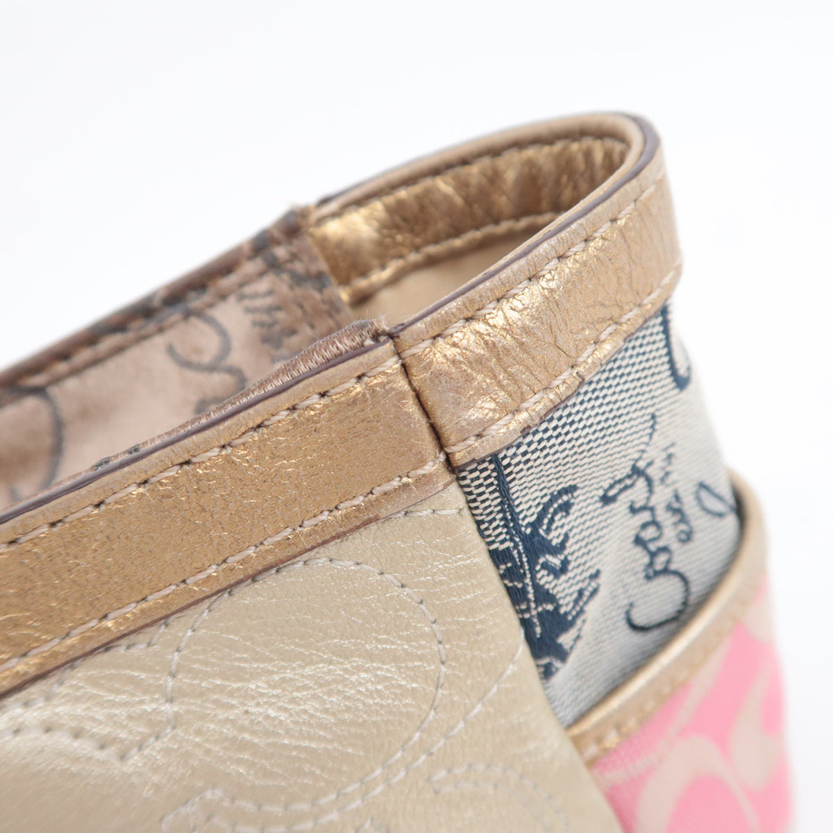 COACH Patchwork Canvas Tote Bag Gold Multicolor F17098