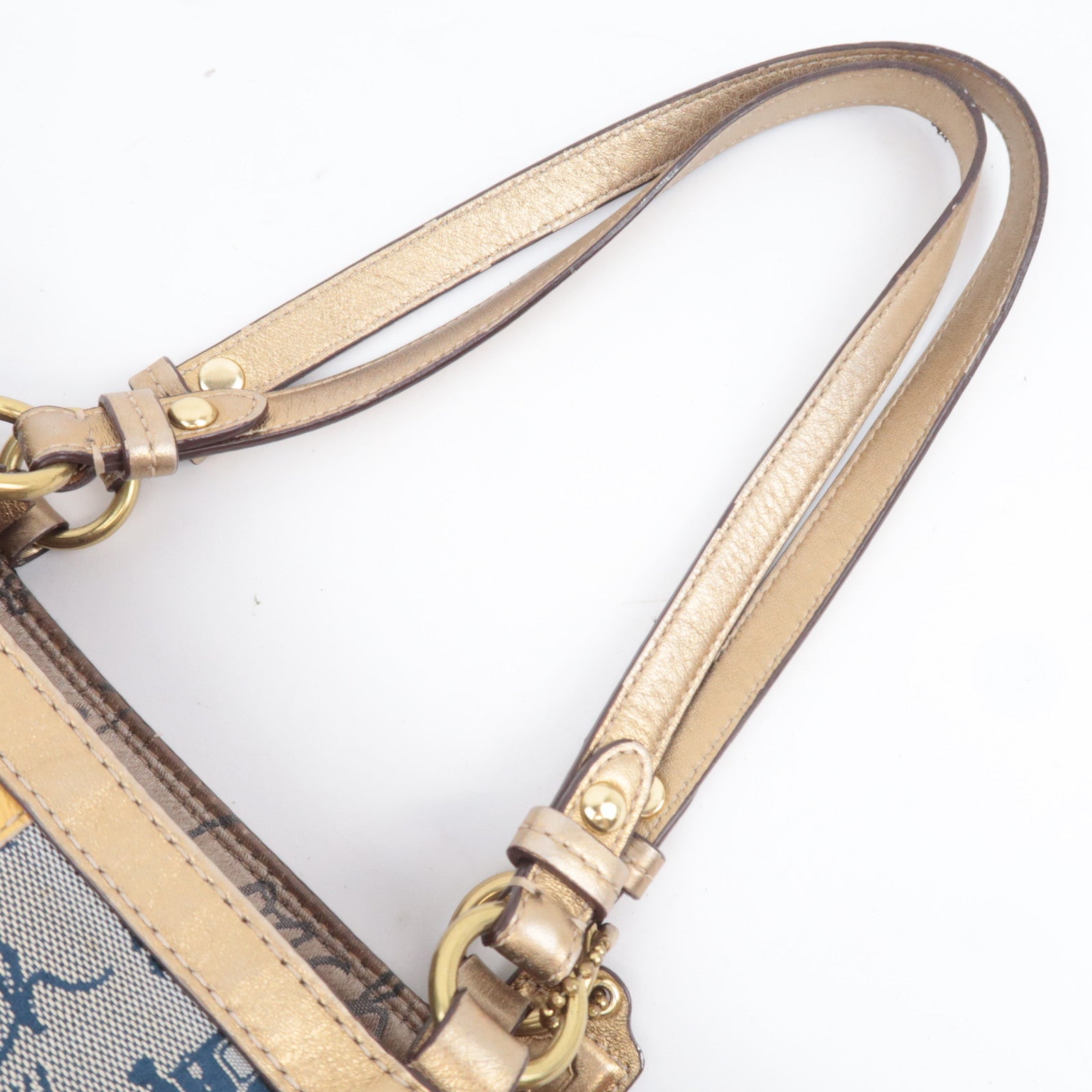 COACH Patchwork Canvas Tote Bag Gold Multicolor F17098