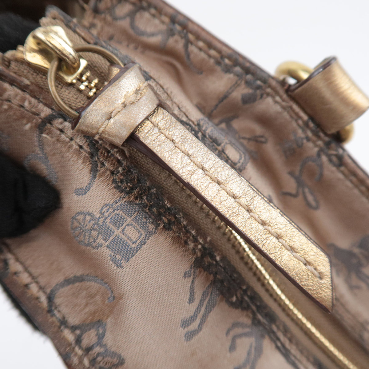 COACH Patchwork Canvas Tote Bag Gold Multicolor F17098