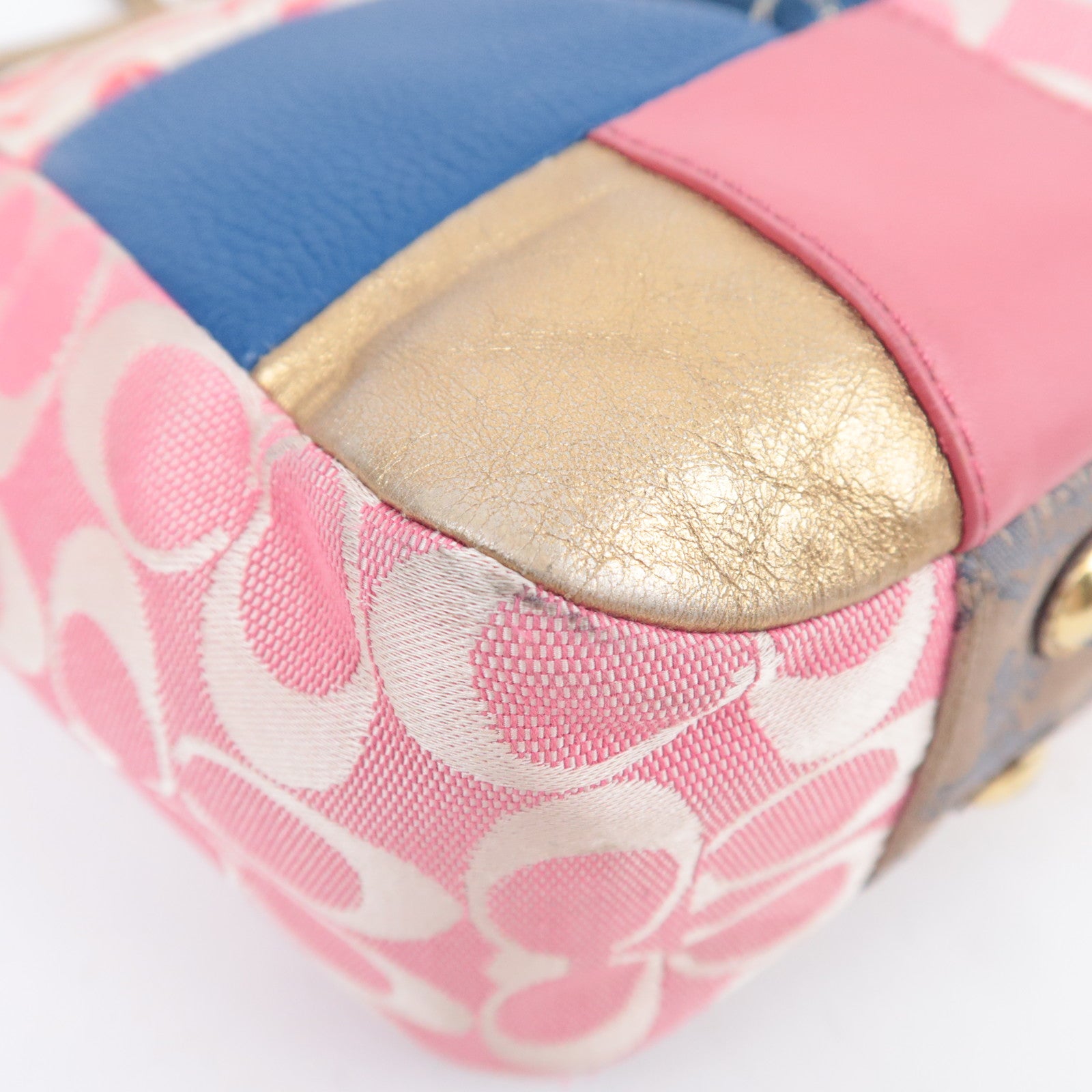 COACH Patchwork Canvas Tote Bag Gold Multicolor F17098