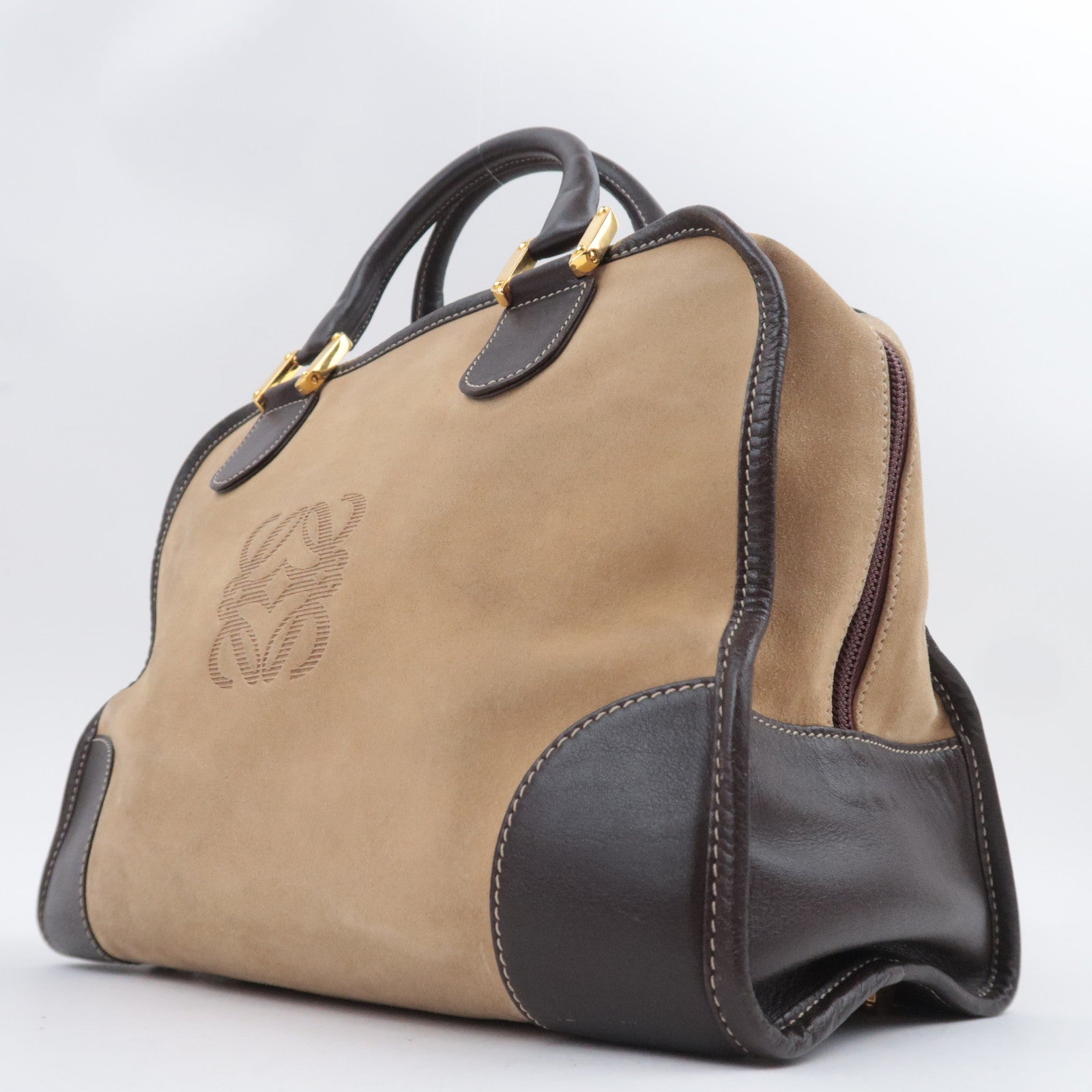 LOEWE Amazona 32 Suede Handbag Beige