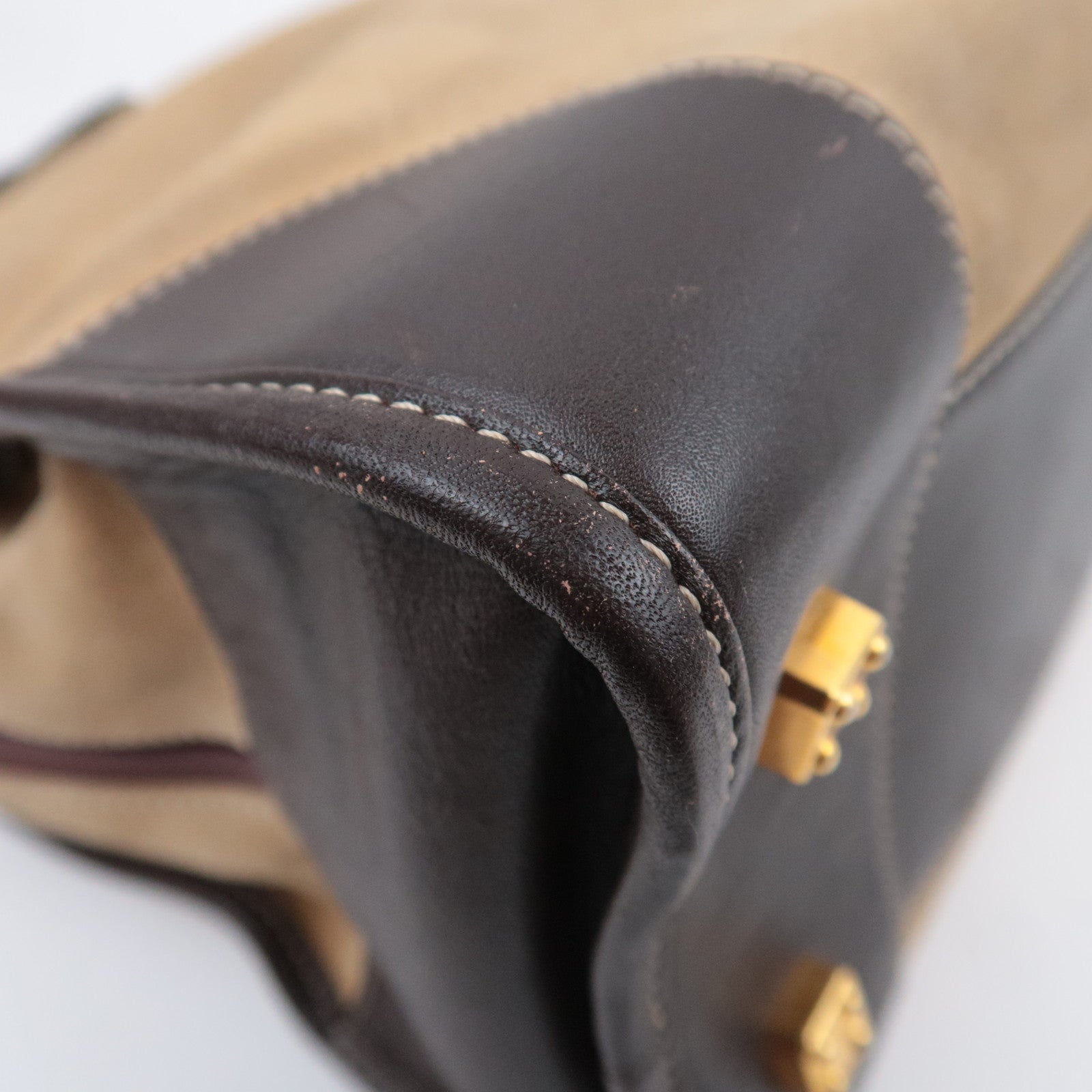 LOEWE Amazona 32 Suede Handbag Beige