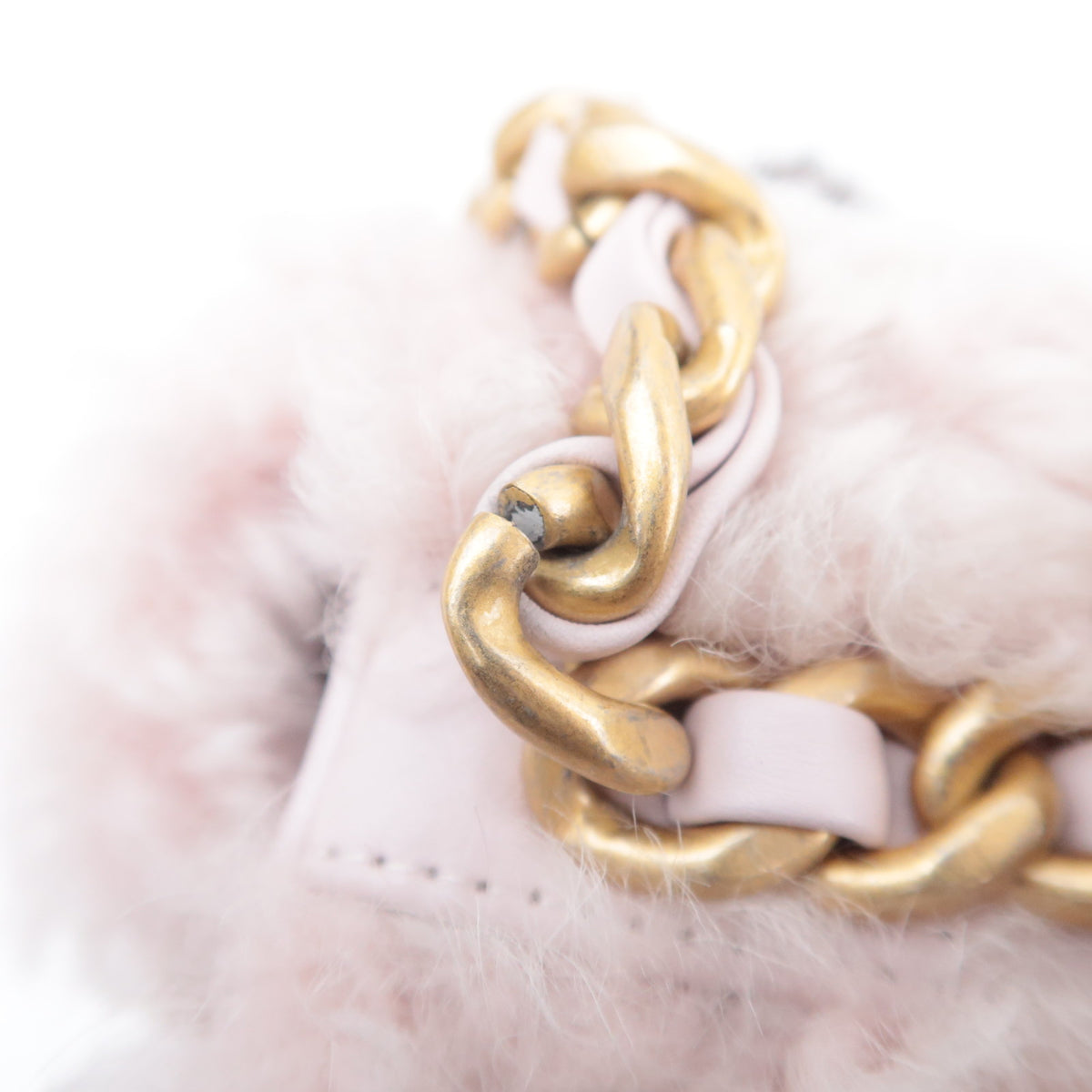 CHANEL 19 Dixneuf 2Way Fur Chain Shoulder Bag Pink