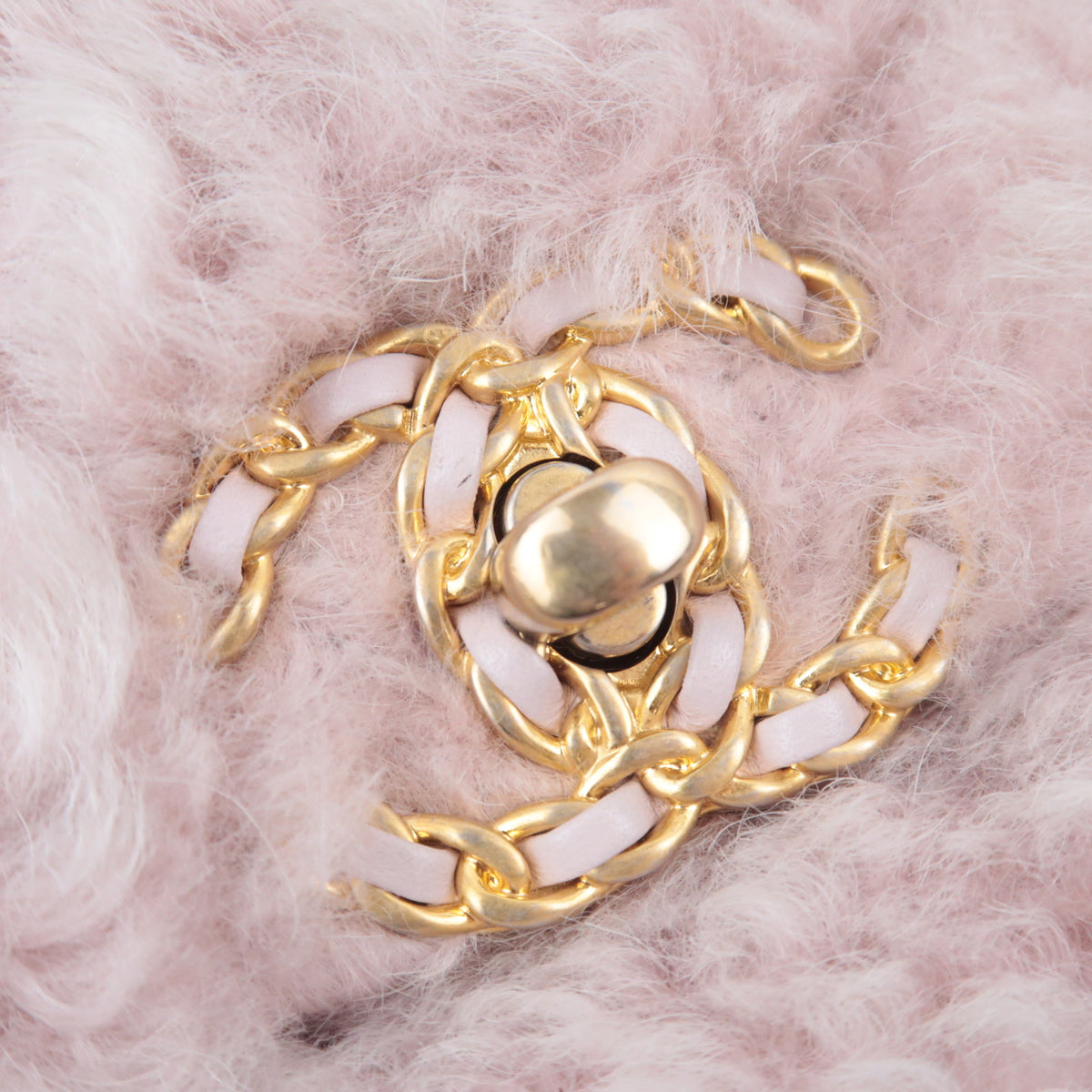 CHANEL 19 Dixneuf 2Way Fur Chain Shoulder Bag Pink