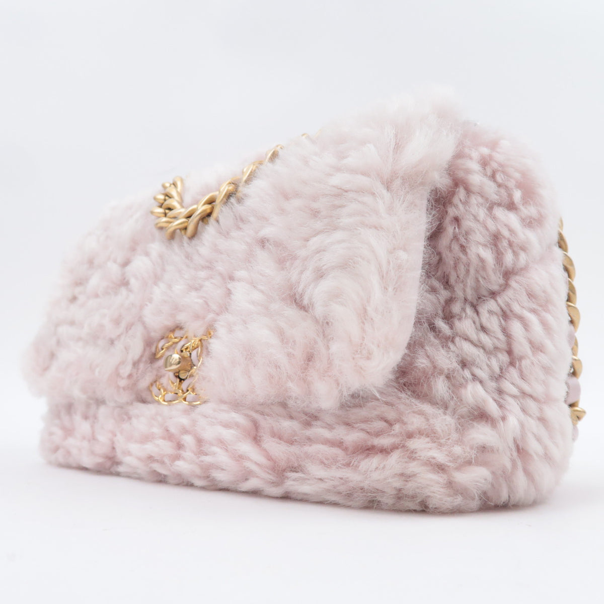 CHANEL 19 Dixneuf 2Way Fur Chain Shoulder Bag Pink