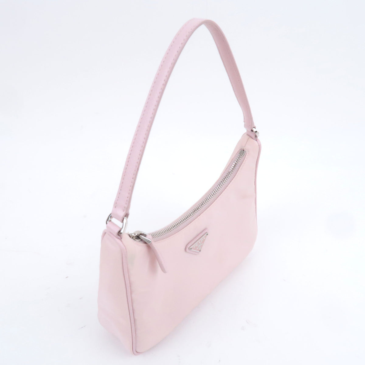 PRADA Logo Nylon Leather Small Shoulder Bag Pink