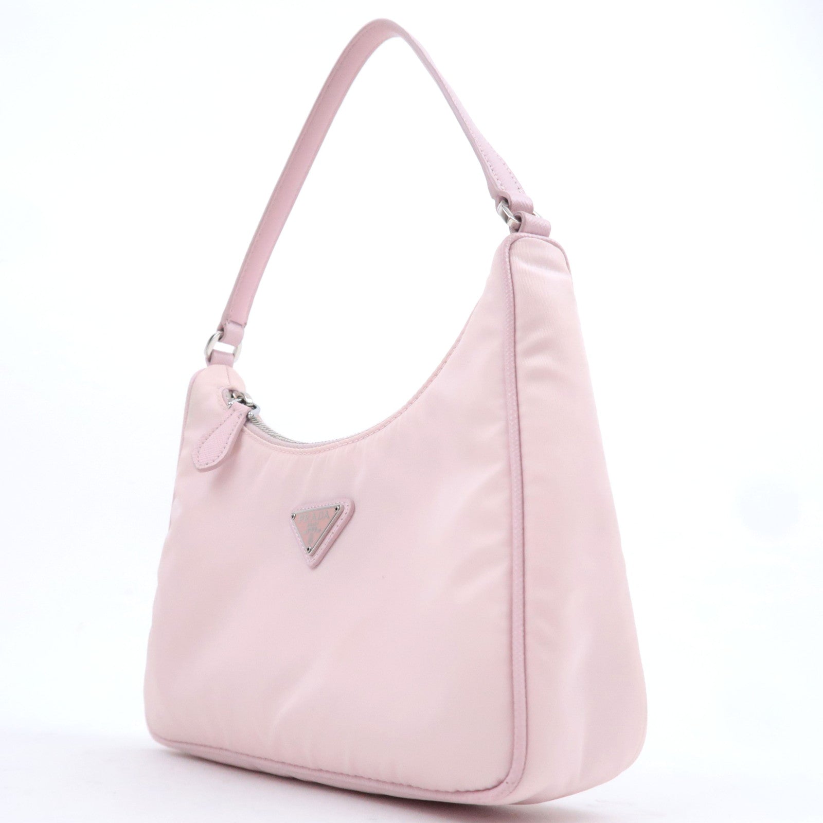 PRADA Logo Nylon Leather Small Shoulder Bag Pink