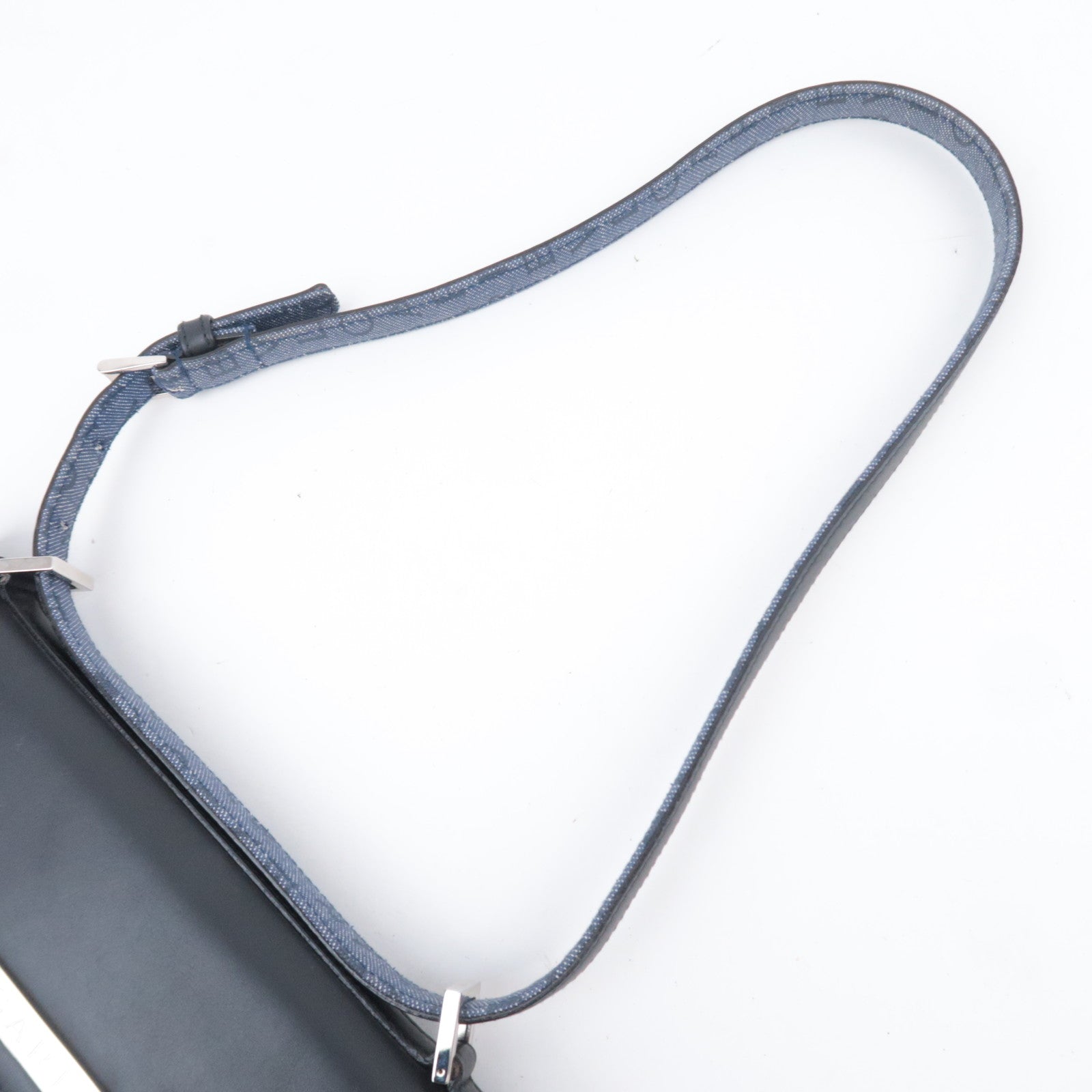 BVLGARI Logo Mania Denim Leather Shoulder Bag Blue