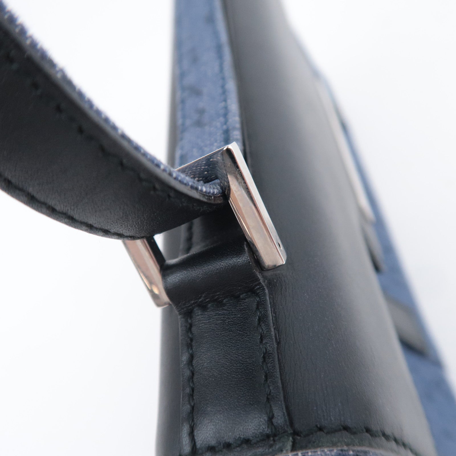 BVLGARI Logo Mania Denim Leather Shoulder Bag Blue
