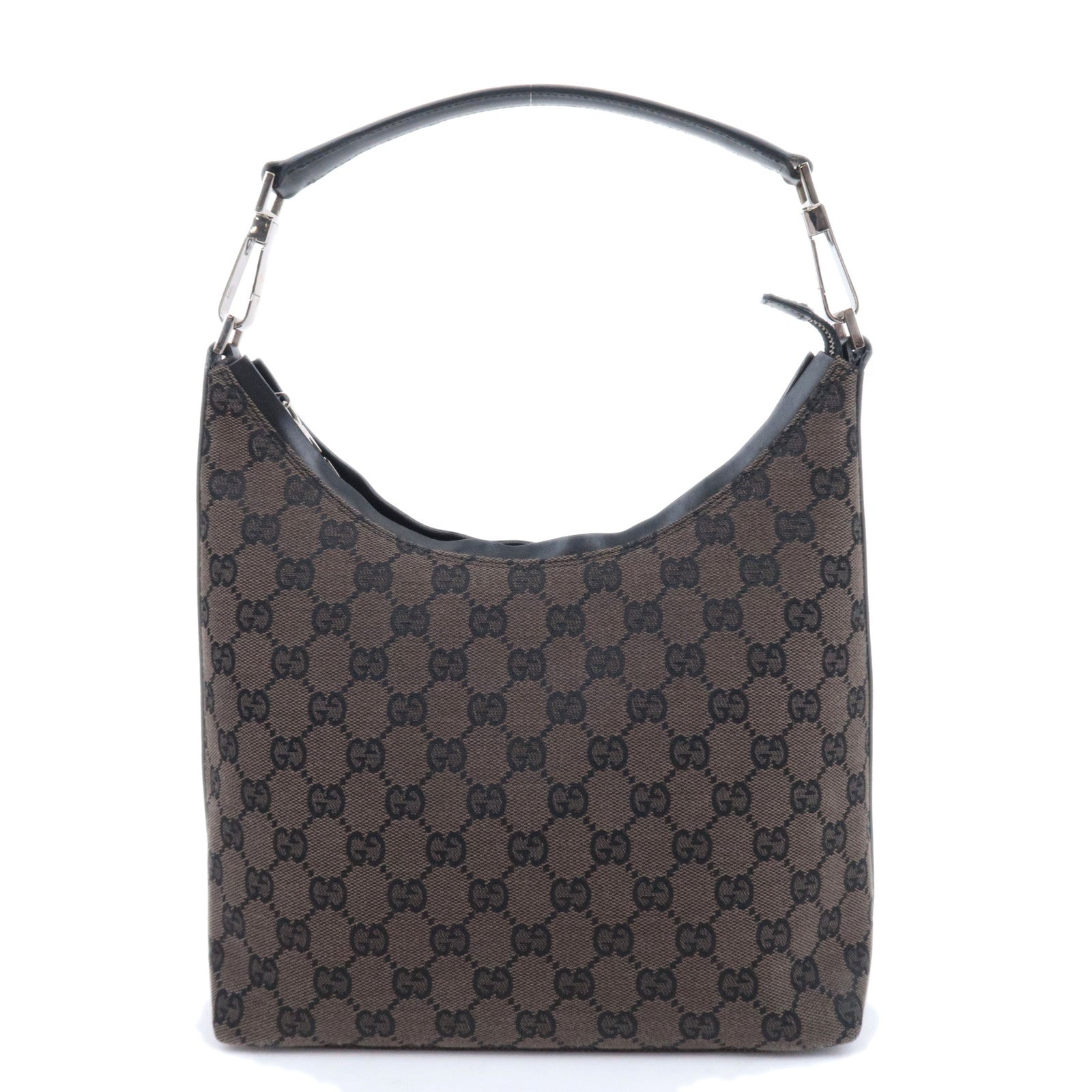GUCCI GG Canvas Hobo Shoulder Bag Brown Black 000.060292244