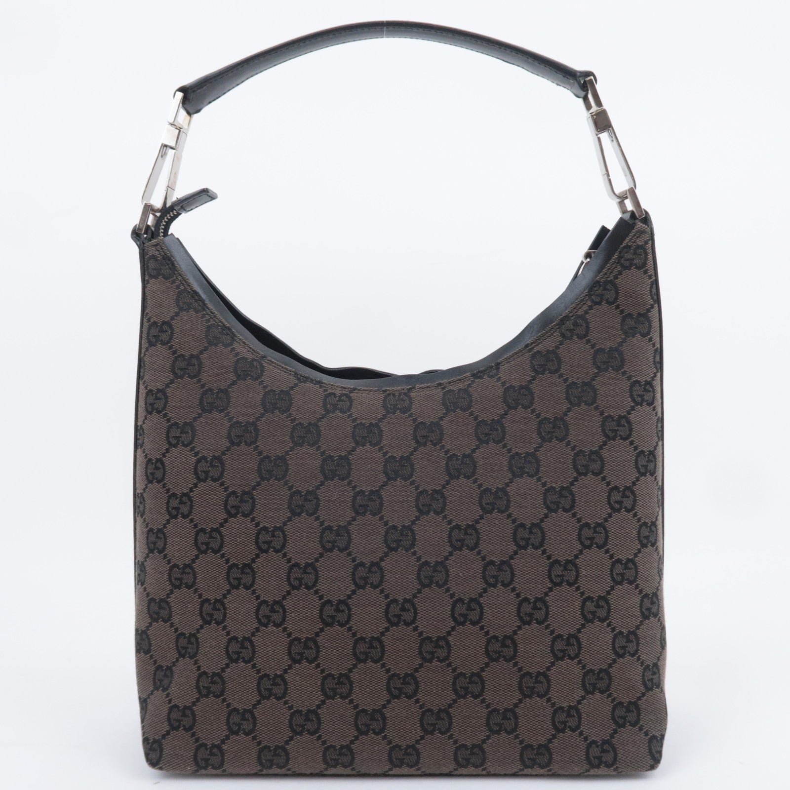 GUCCI GG Canvas Hobo Shoulder Bag Brown Black 000.0602