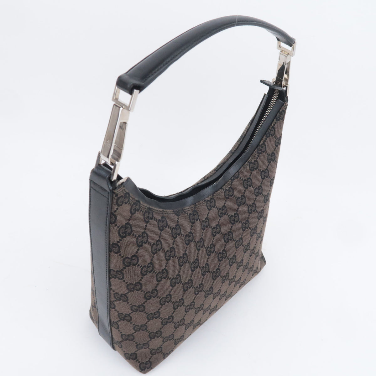 GUCCI GG Canvas Hobo Shoulder Bag Brown Black 000.0602