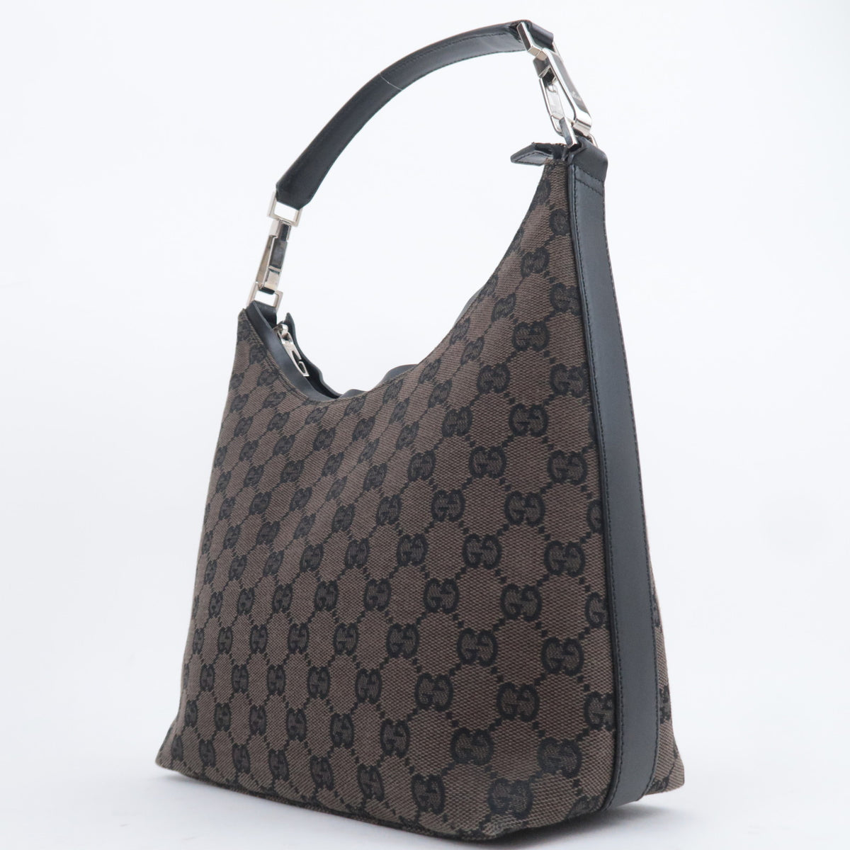 GUCCI GG Canvas Hobo Shoulder Bag Brown Black 000.0602