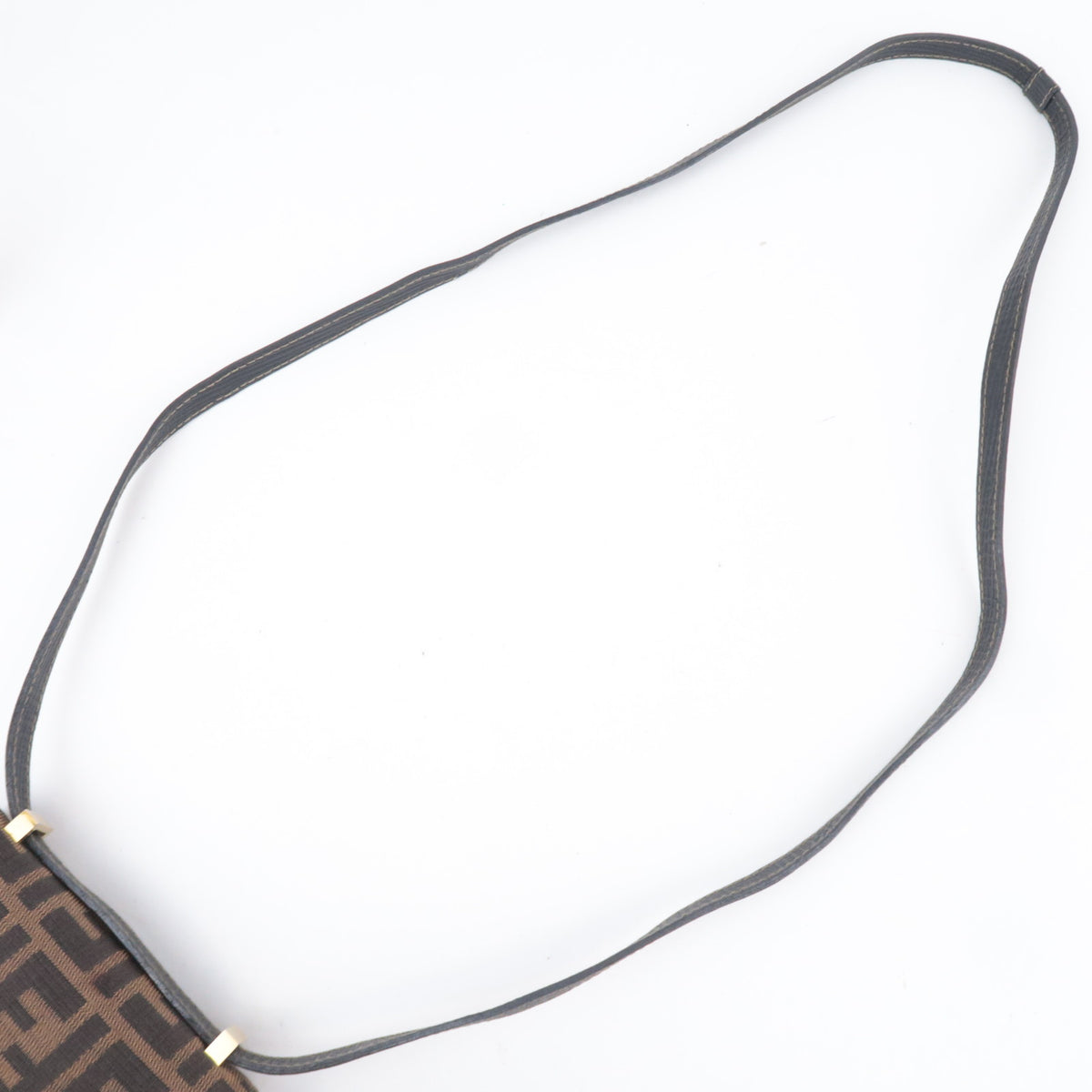 FENDI Zucca Canvas Leather Shoulder Bag Brown Black