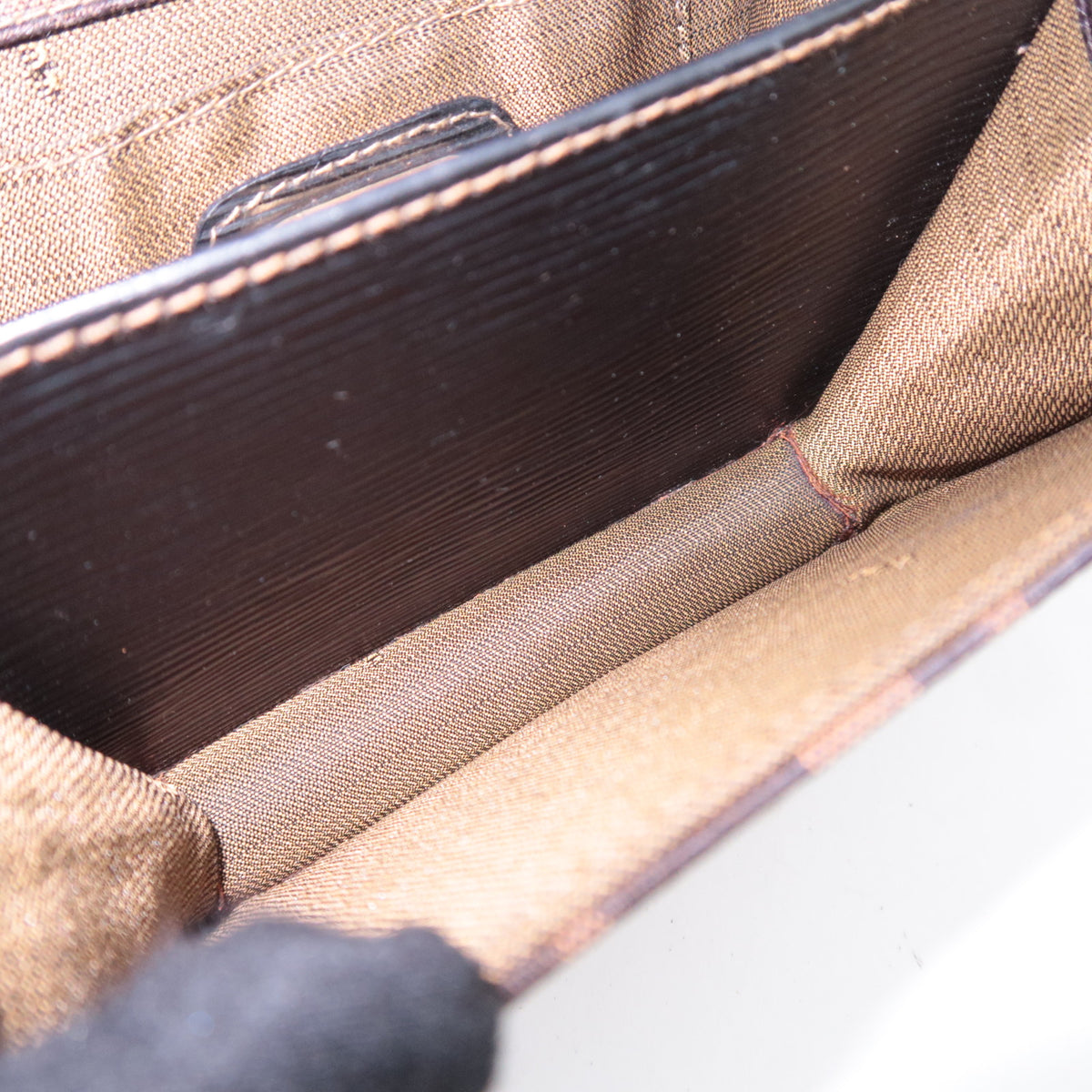 FENDI Zucca Canvas Leather Shoulder Bag Brown Black