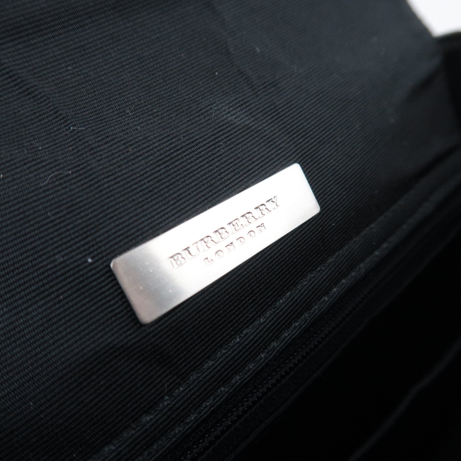 BURBERRY Nova Plaid Canvas Shoulder Bag Black Beige