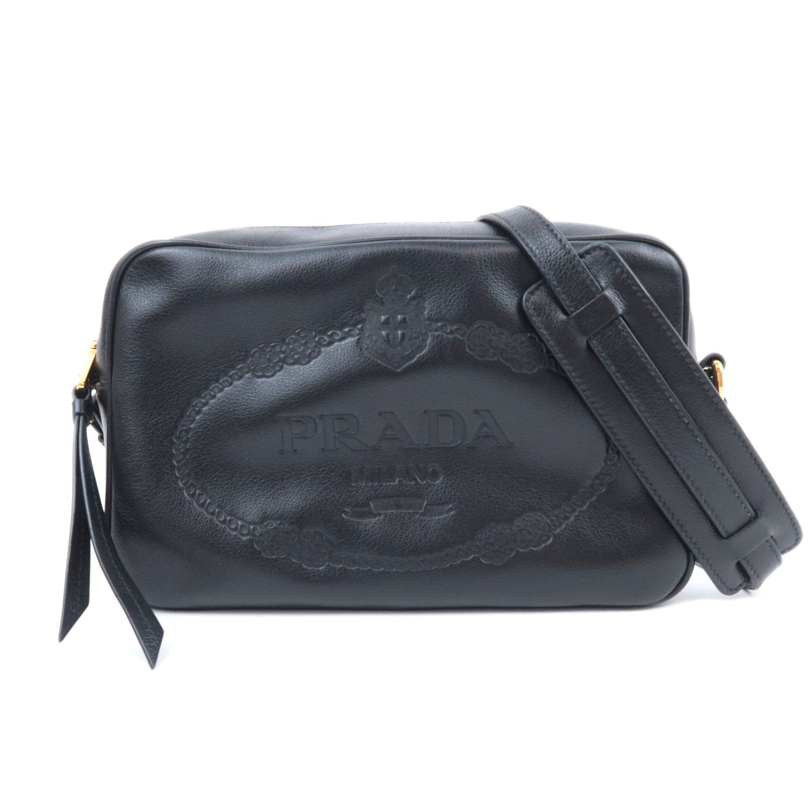 PRADA Leather Shoulder Bag Embossed Logo 1BH08992253