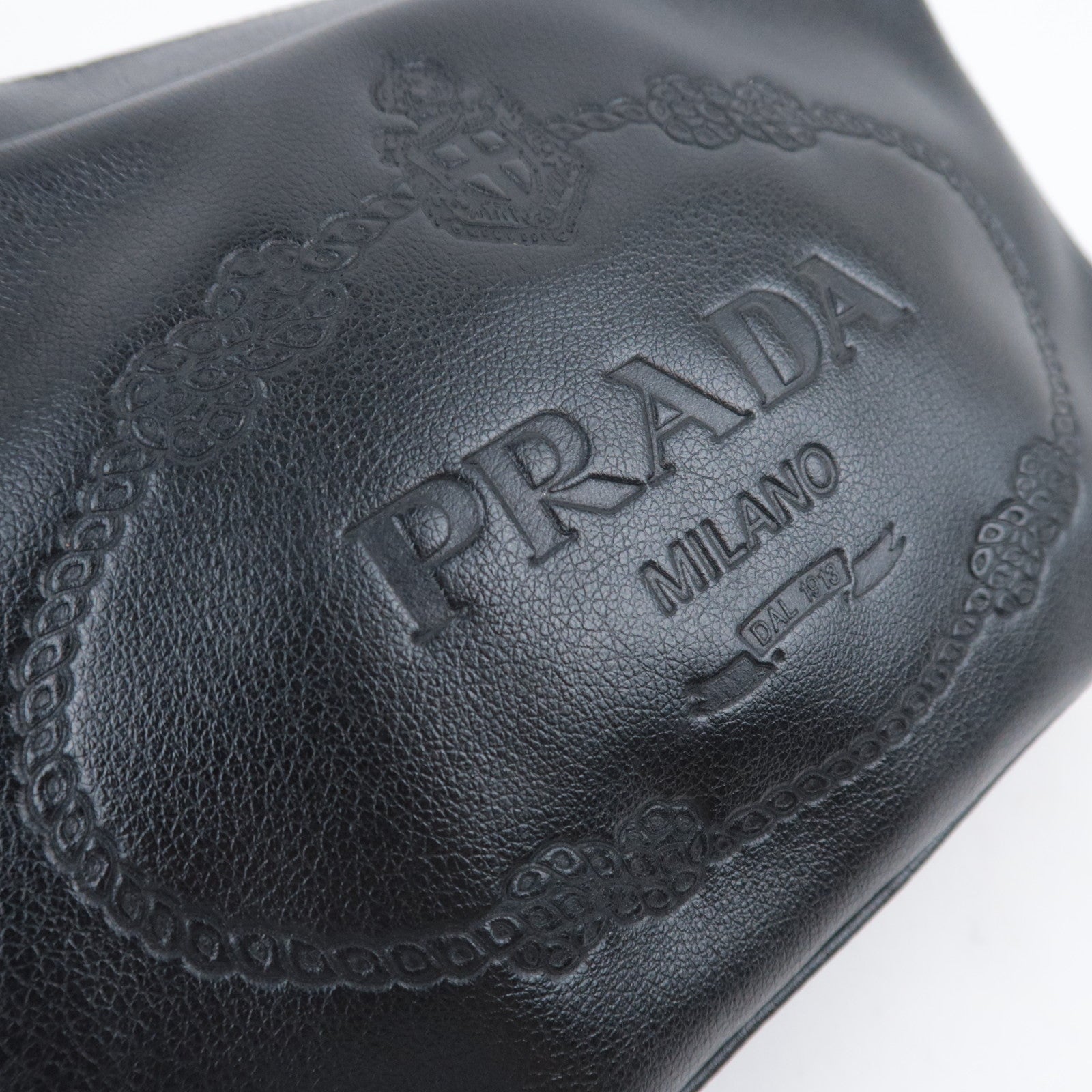 PRADA Leather Shoulder Bag Embossed Logo 1BH089