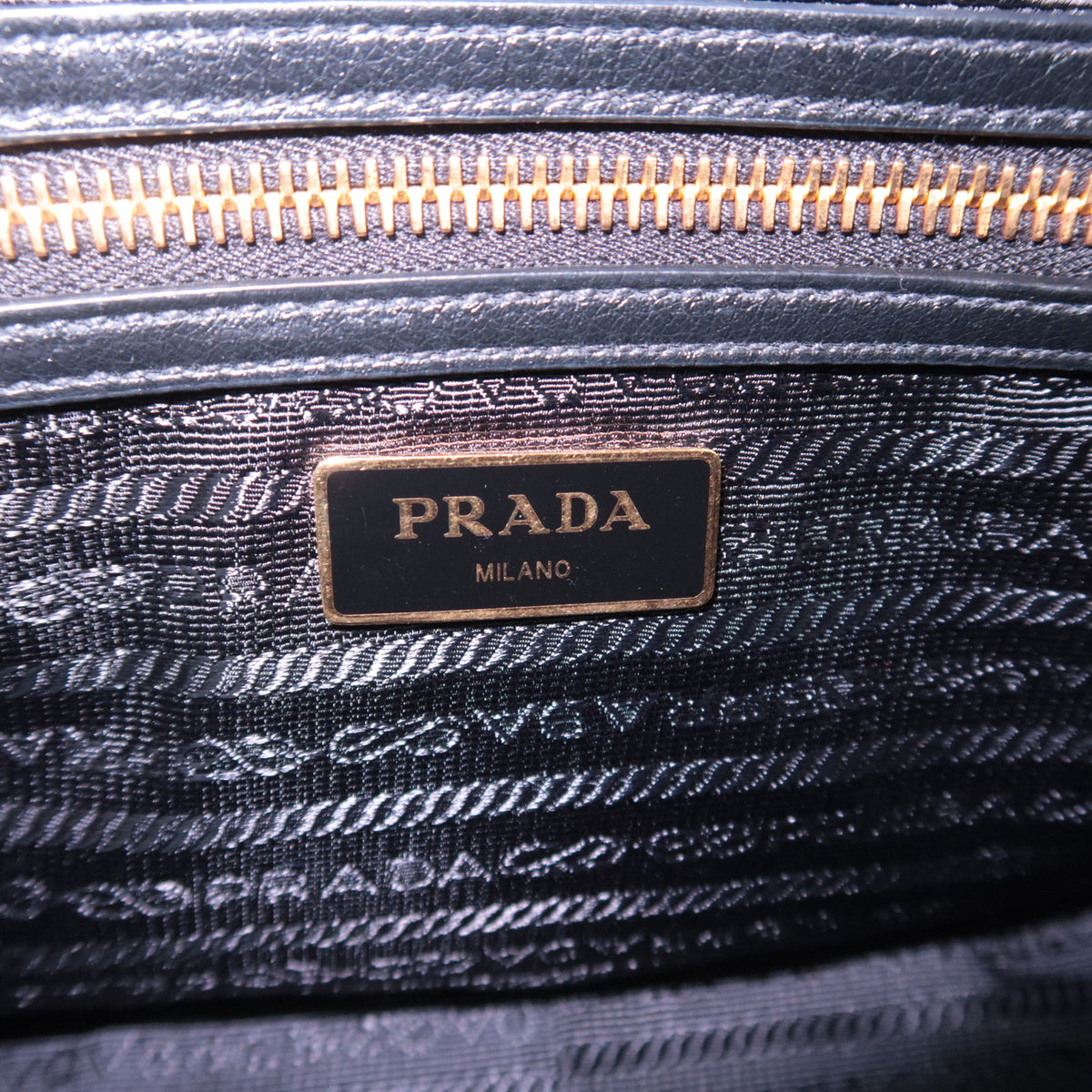 PRADA Leather Shoulder Bag Embossed Logo 1BH089