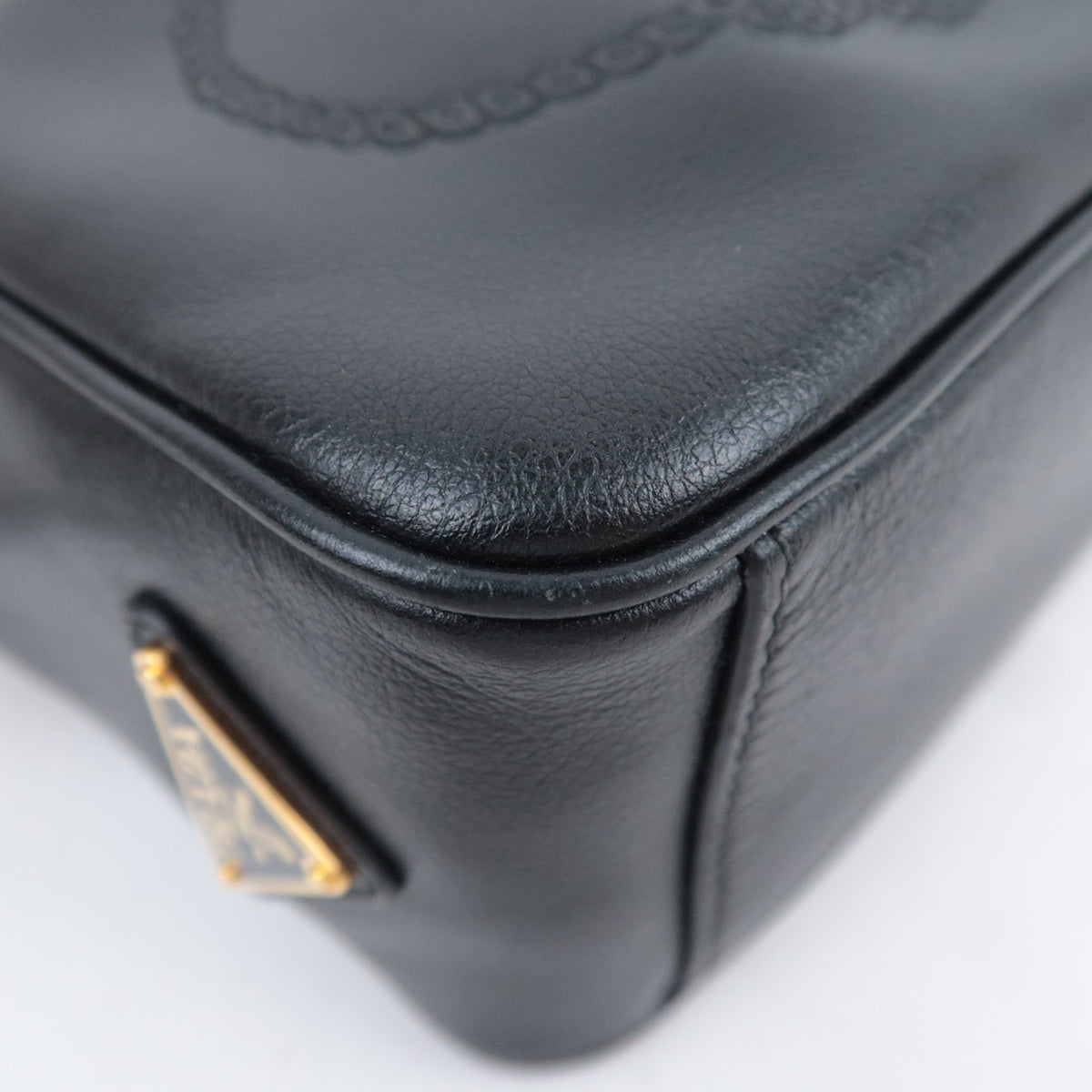 PRADA Leather Shoulder Bag Embossed Logo 1BH089