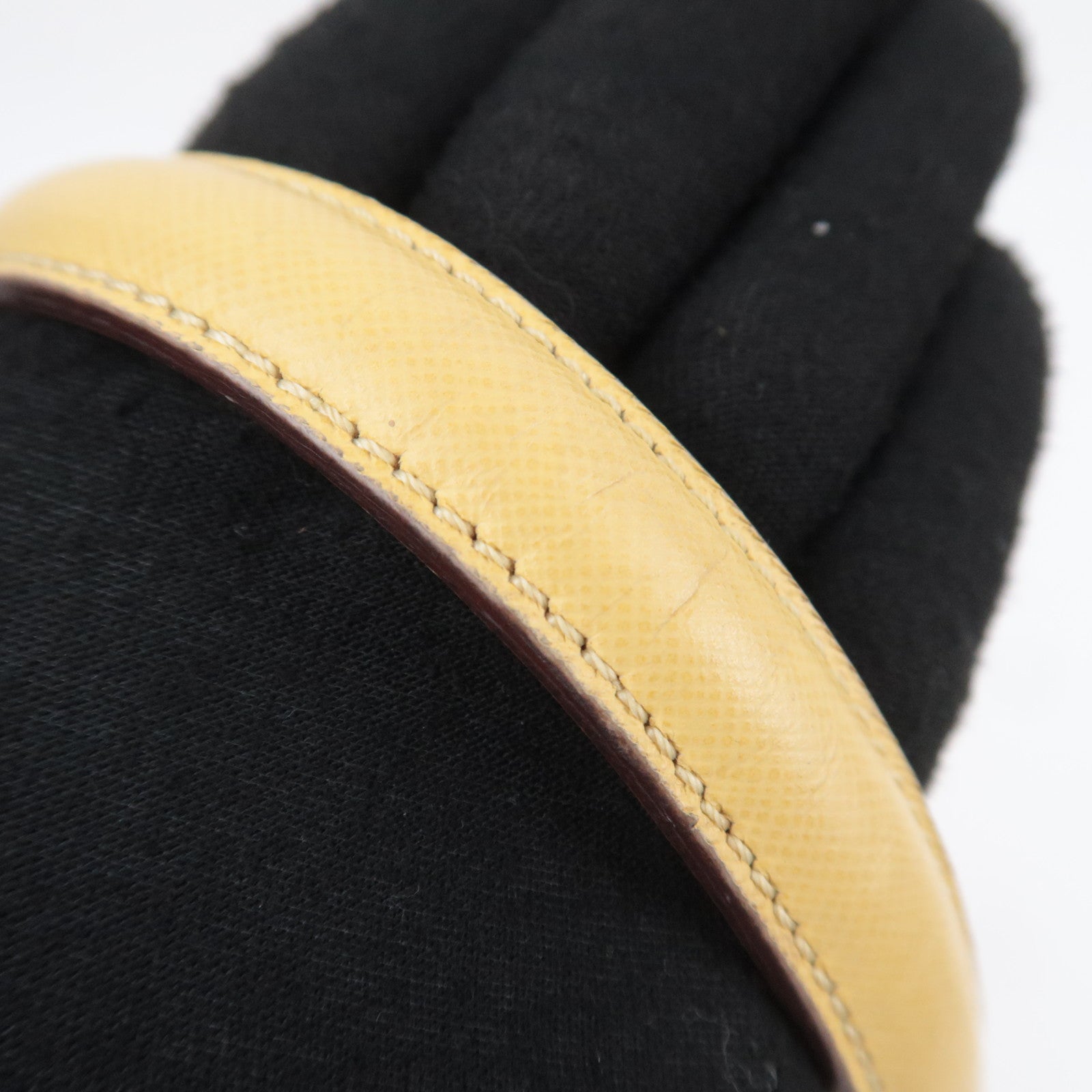 CELINE Leather Ring Clasp Handbag Yellow Gold
