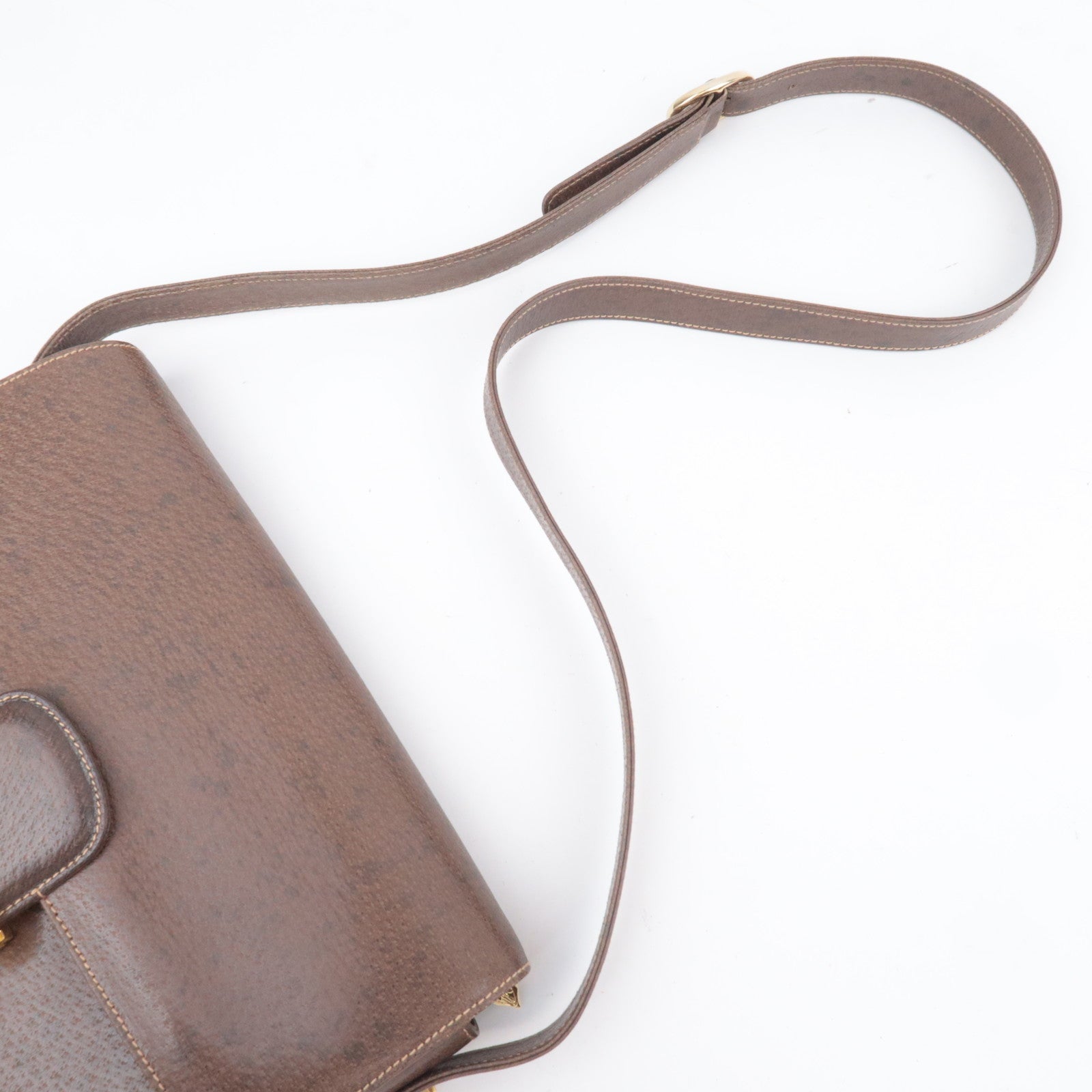 GUCCI Old Gucci GG Logo Buckle Leather Shoulder Bag