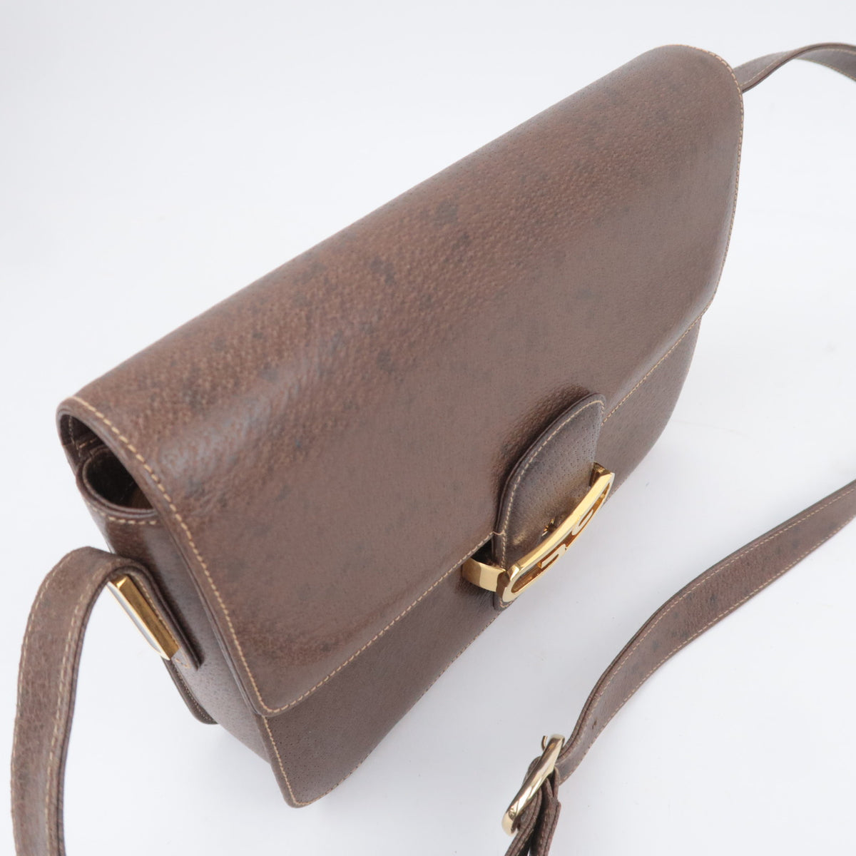 GUCCI Old Gucci GG Logo Buckle Leather Shoulder Bag