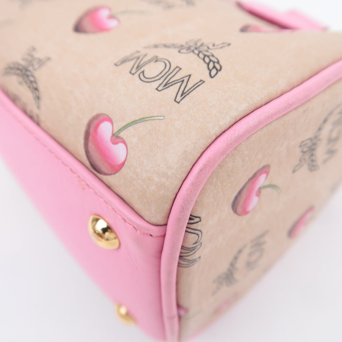 MCM Visetos Heart Cherry 2Way Mini Boston Bag