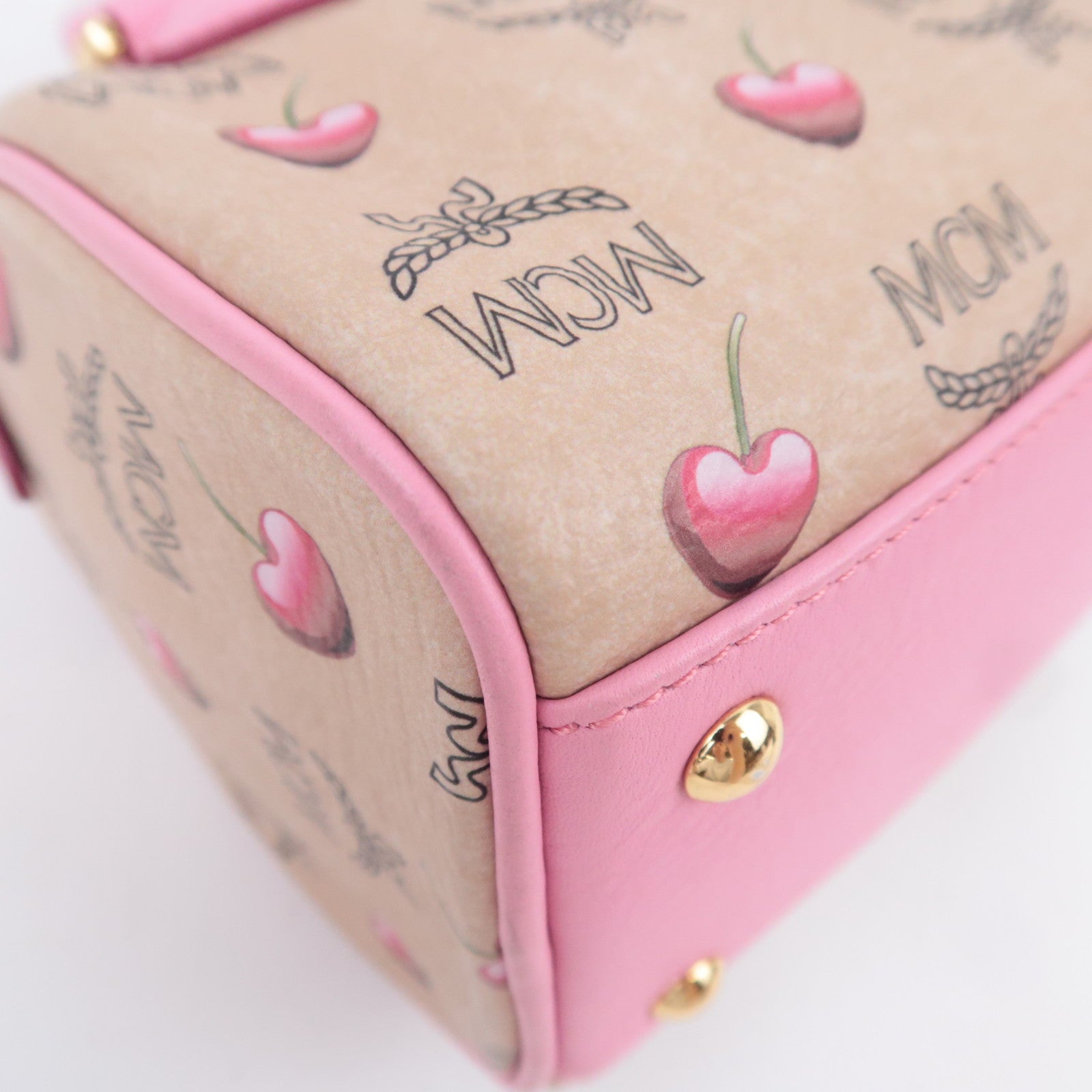 MCM Visetos Heart Cherry 2Way Mini Boston Bag