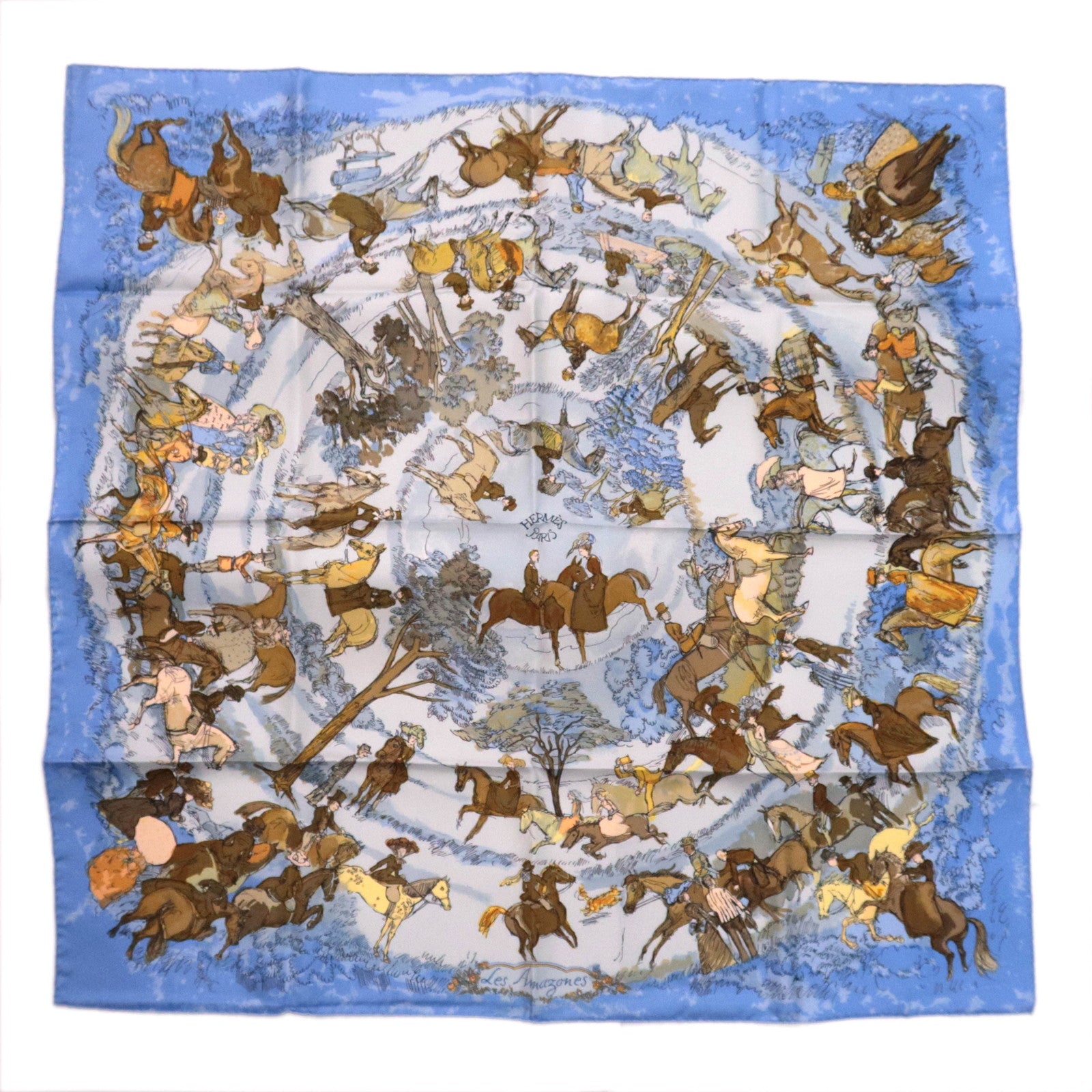 HERMES Carre 90 Scarf LES AMAZONES 100% Silk92265