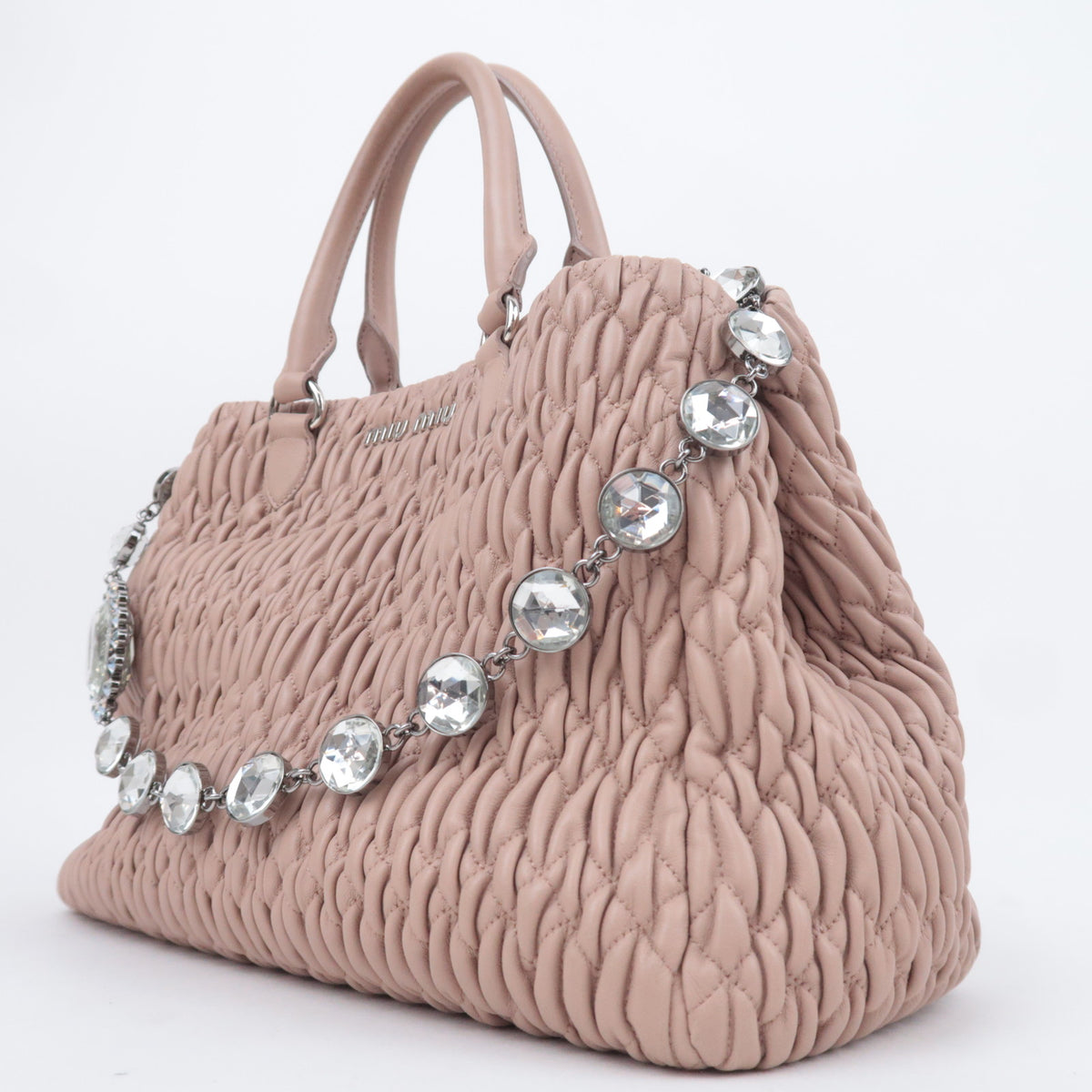 MIU MIU Matelasse 2Way Bijou Chain Shoulder Bag 5BA958