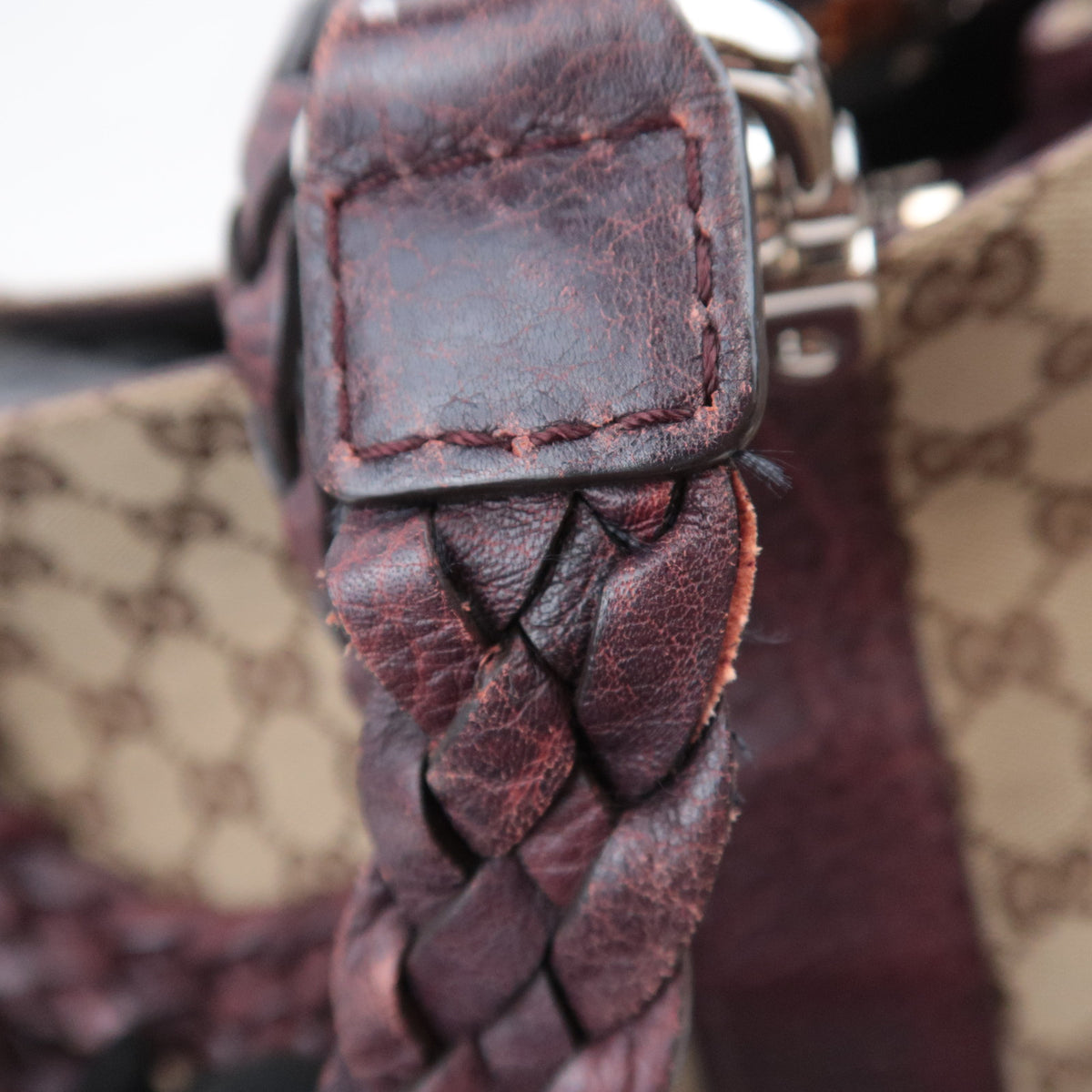 GUCCI Bamboo Canvas Tote Bag Brown 232946