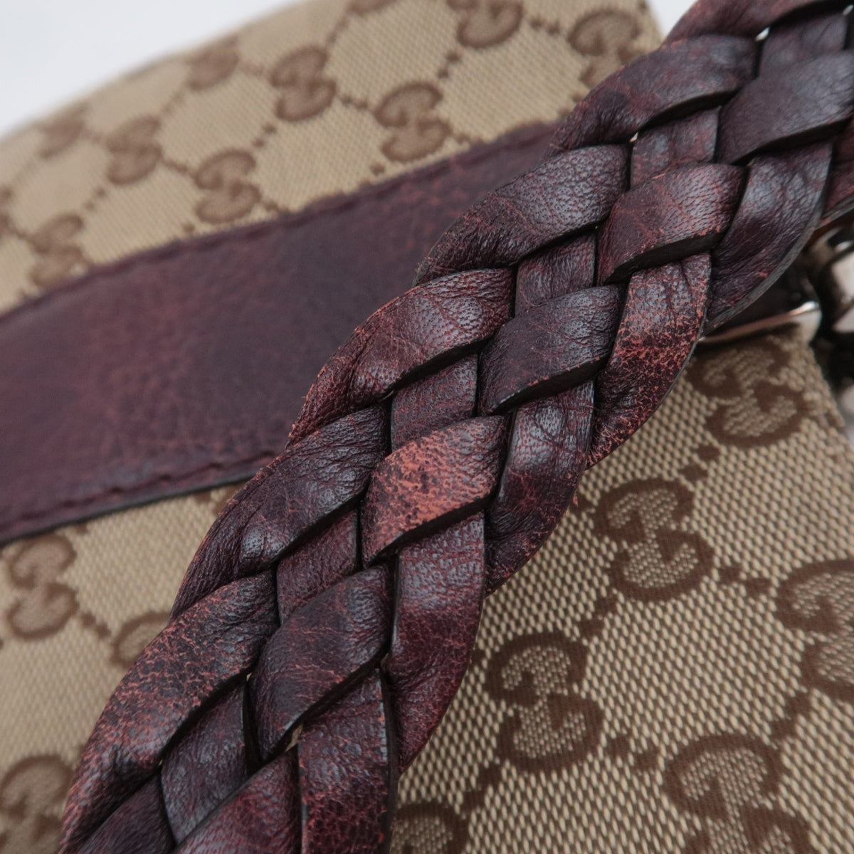 GUCCI Bamboo Canvas Tote Bag Brown 232946