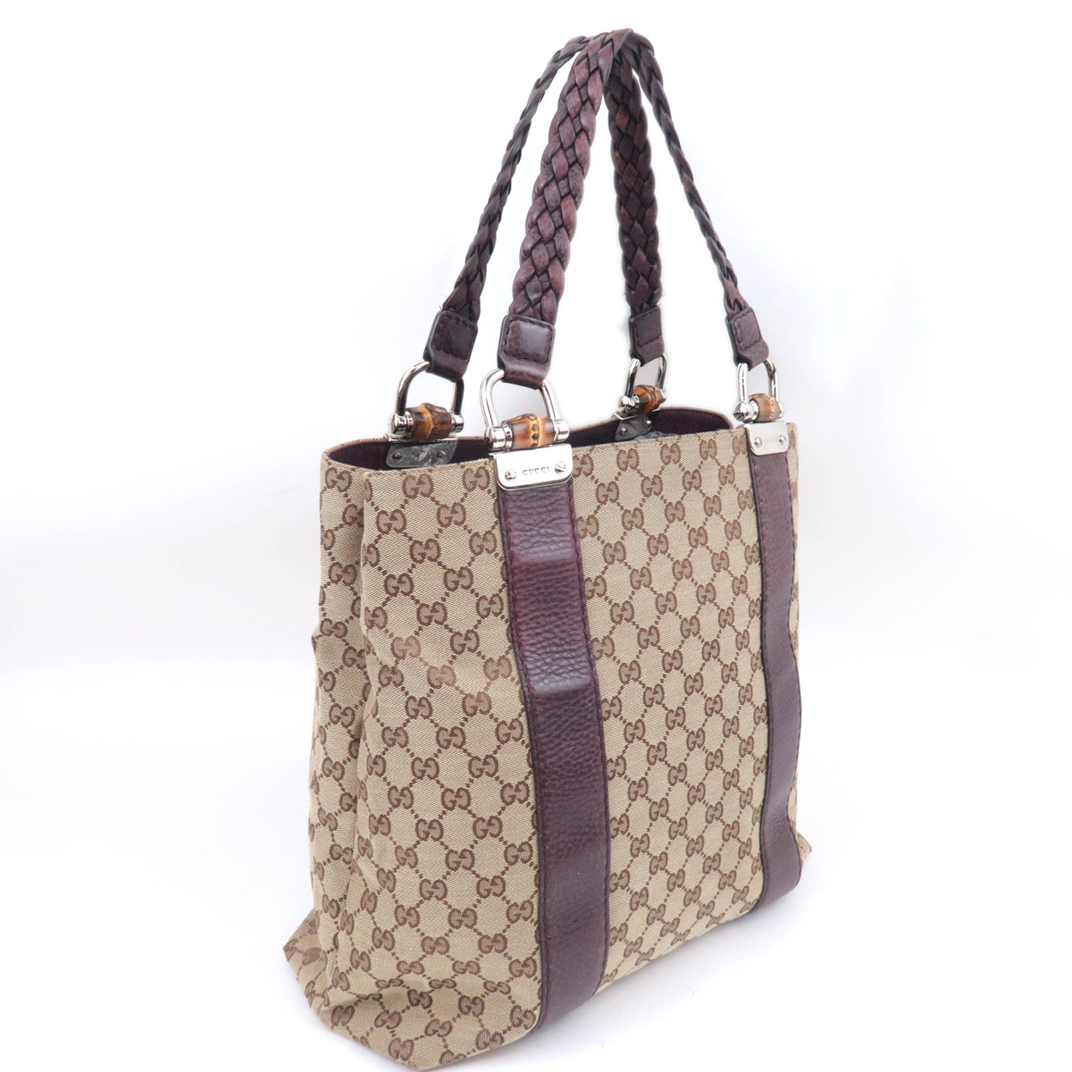 GUCCI Bamboo Canvas Tote Bag Brown 232946