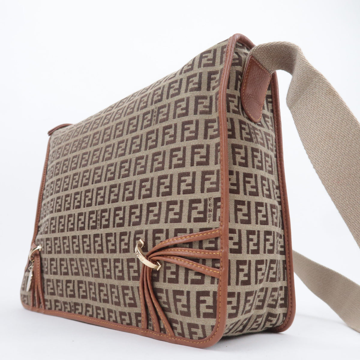 FENDI Zucchino Canvas Shoulder Bag 8BT090