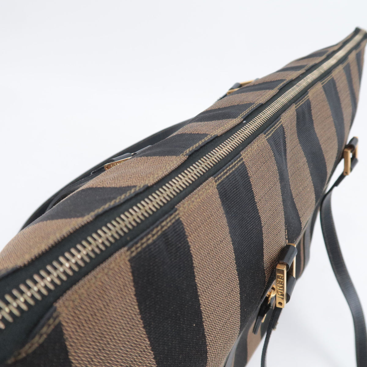 FENDI Pequin Stripe Canvas Tote Bag