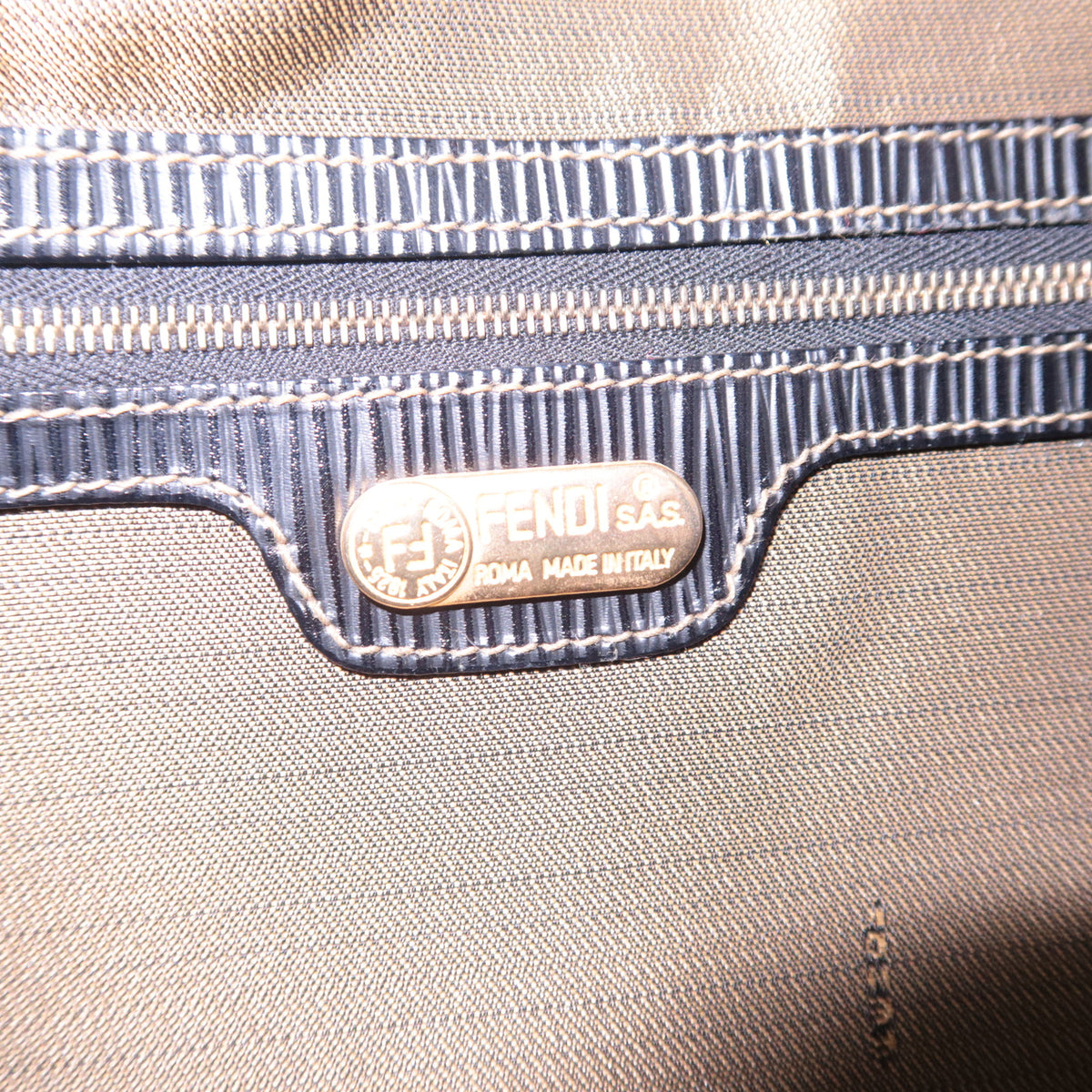 FENDI Pequin Stripe Canvas Tote Bag